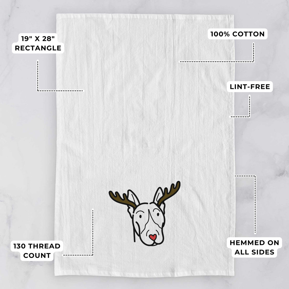 Red Nose Bull Terrier - Tea Towel