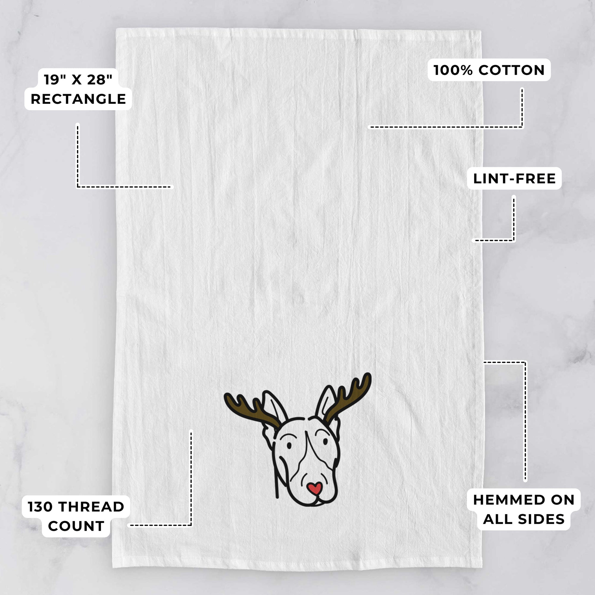 Red Nose Bull Terrier - Tea Towel