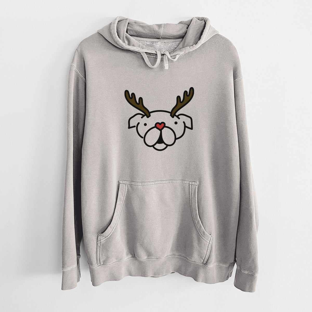 Red Nose English Bulldog - Unisex Pigment Dyed Hoodie