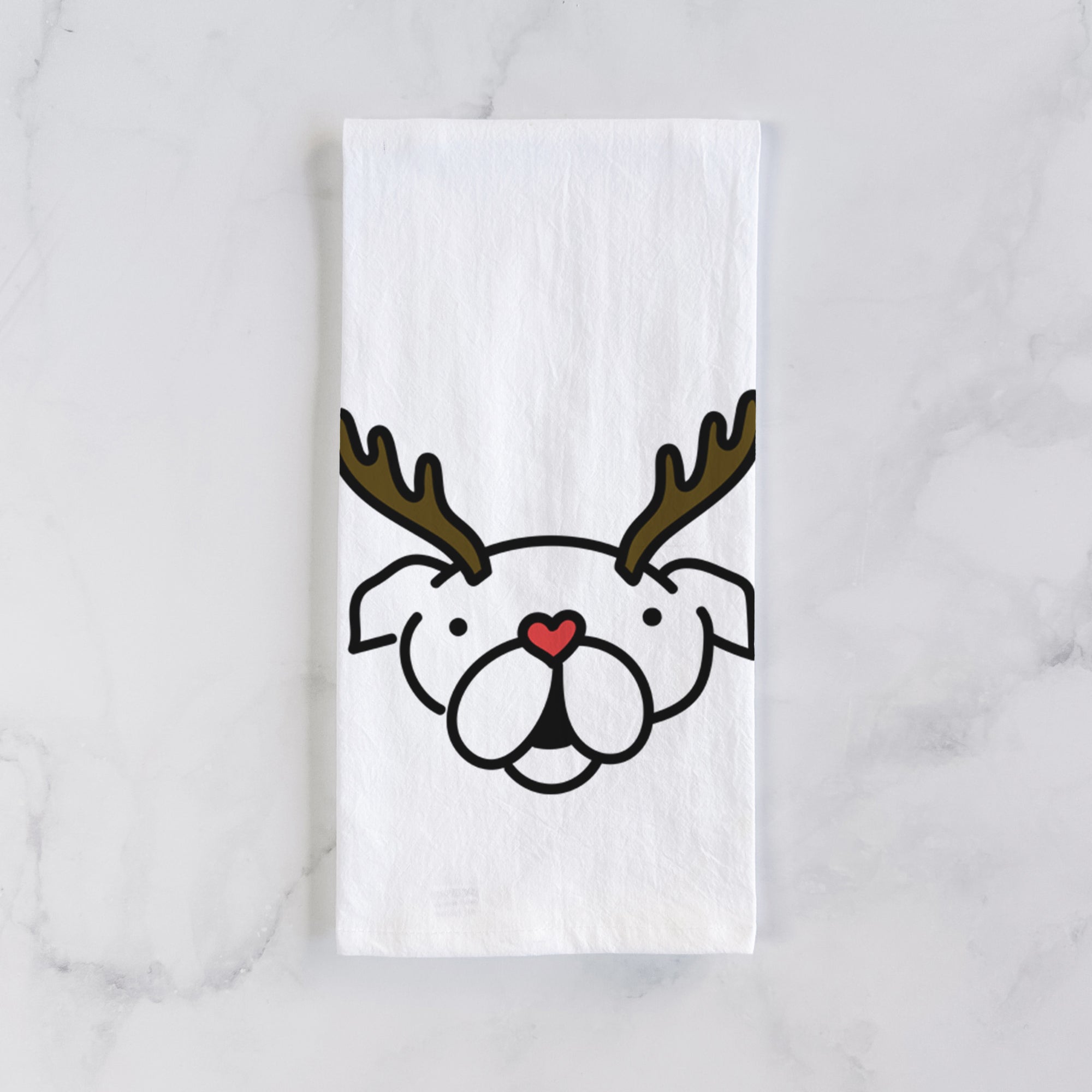 Red Nose English Bulldog - Tea Towel