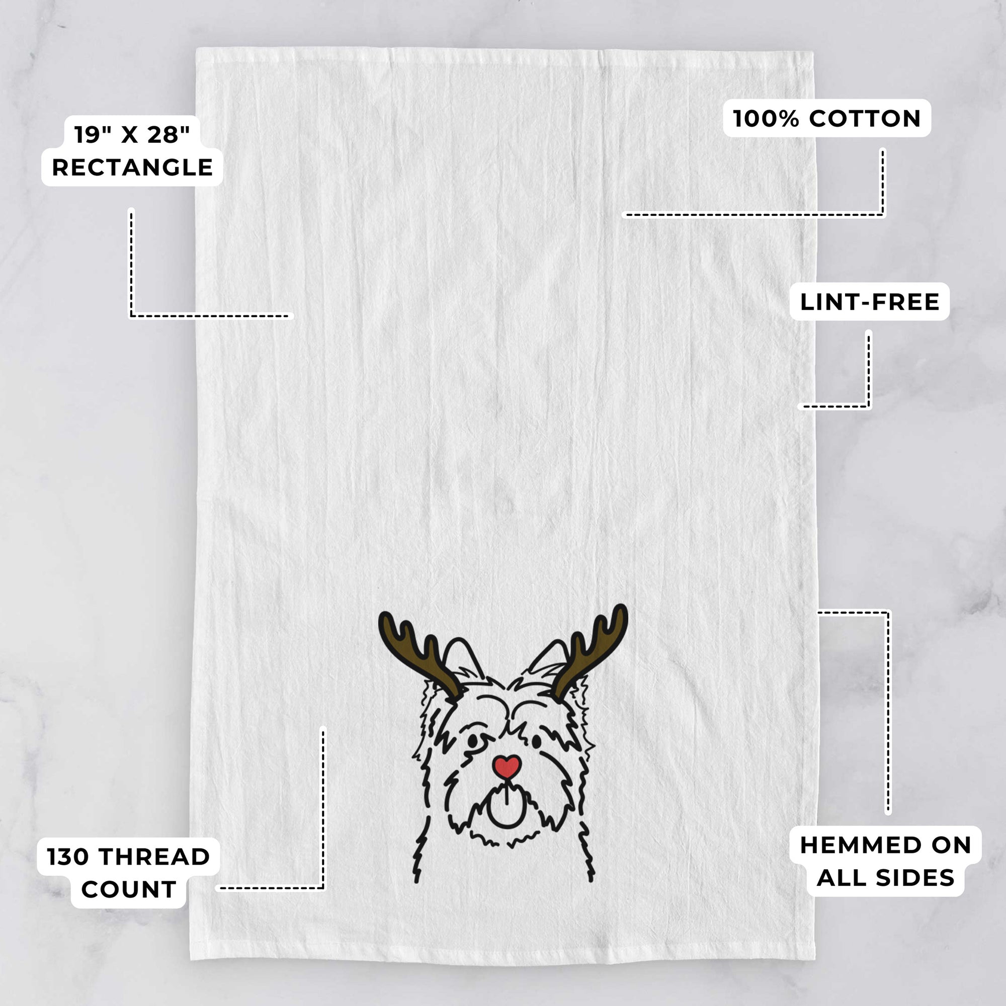 Red Nose Cairn Terrier - Tea Towel