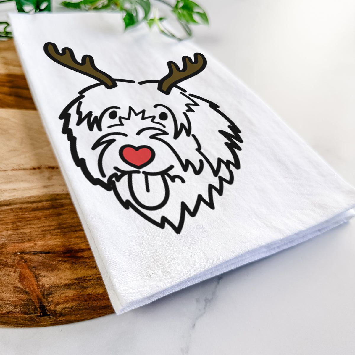 Red Nose Catalan Sheepdog - Tea Towel