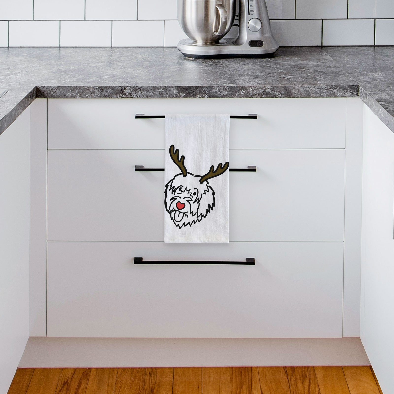 Red Nose Catalan Sheepdog - Tea Towel