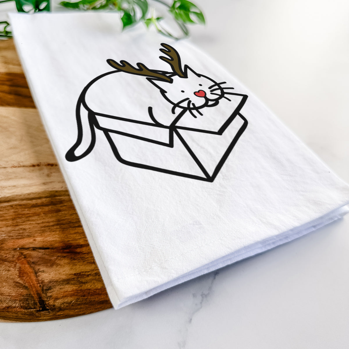 Red Nose Cat in a Box - Charlie - Tea Towel