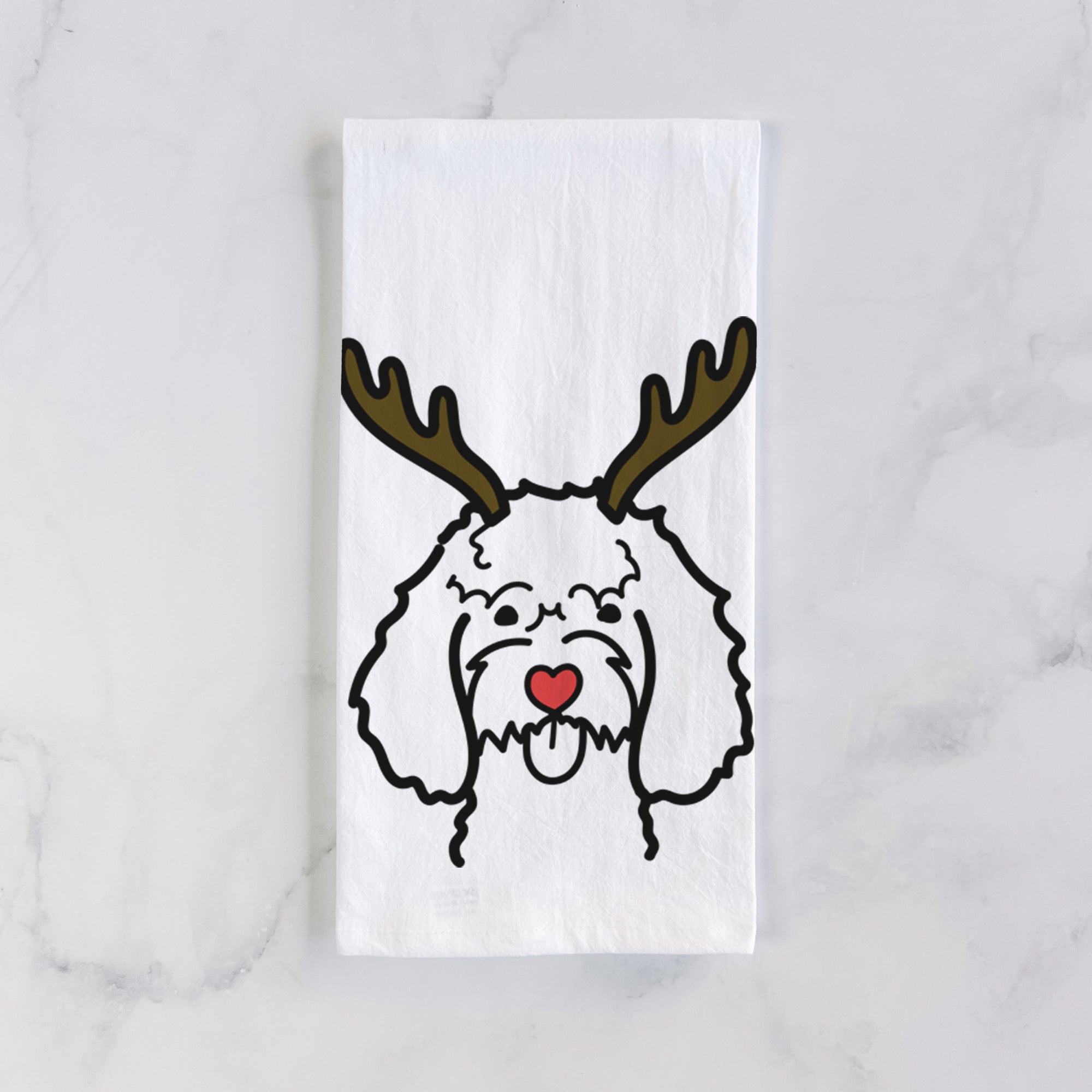 Red Nose Cockapoo - Tea Towel