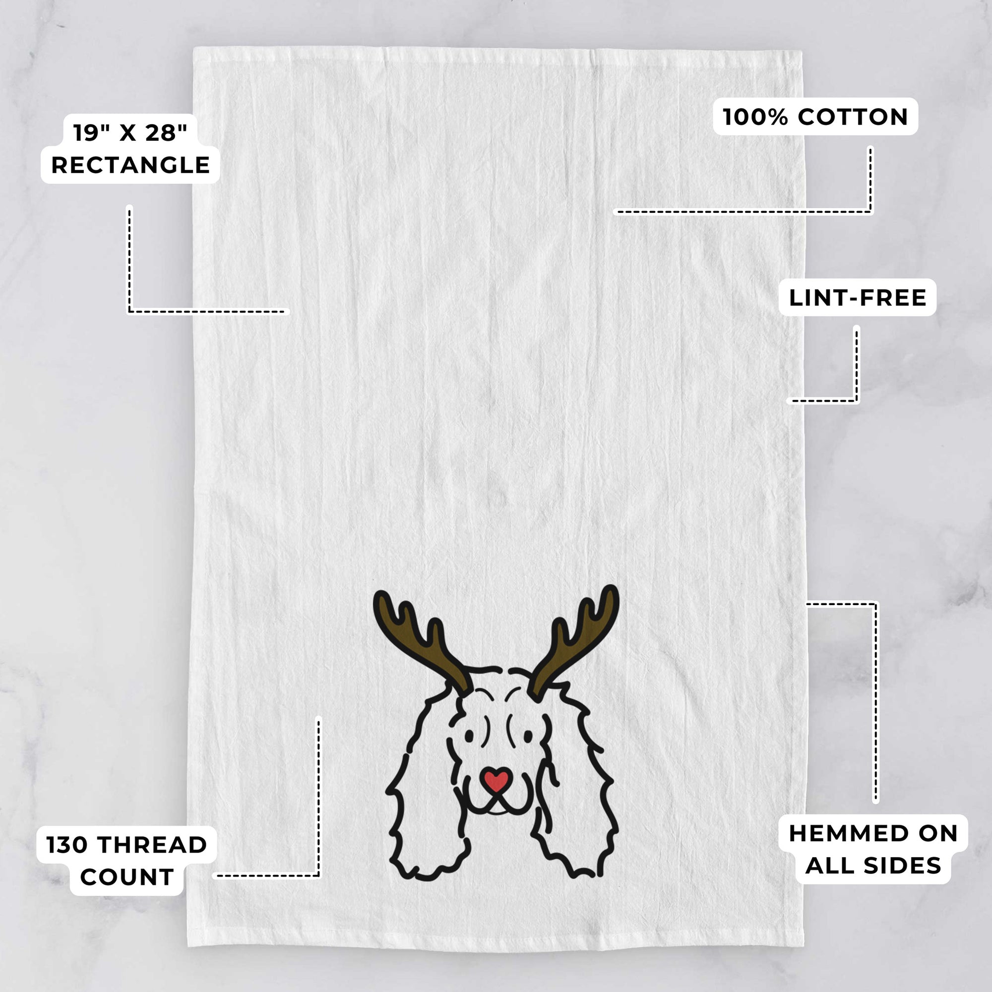 Red Nose American Cocker Spaniel - Tea Towel