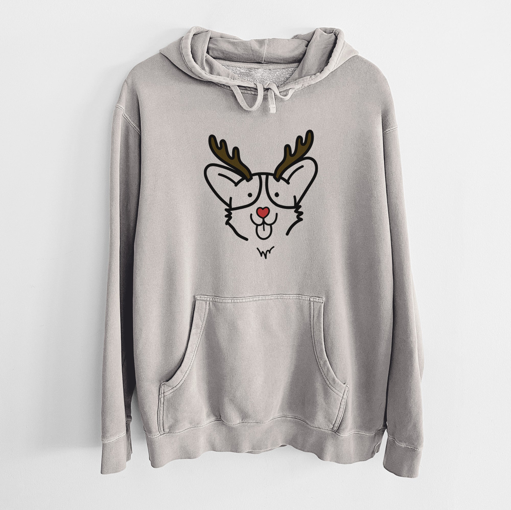 Red Nose Corgi - Unisex Pigment Dyed Hoodie