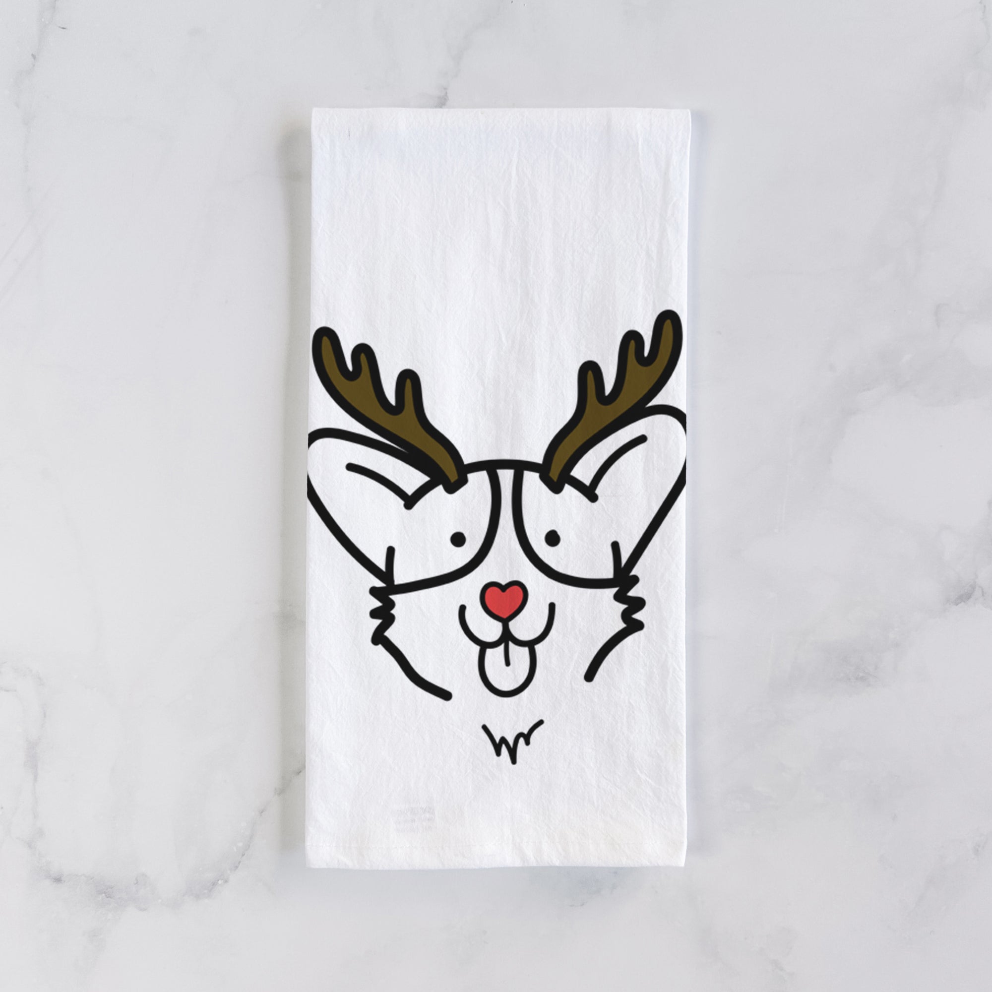 Red Nose Corgi - Tea Towel