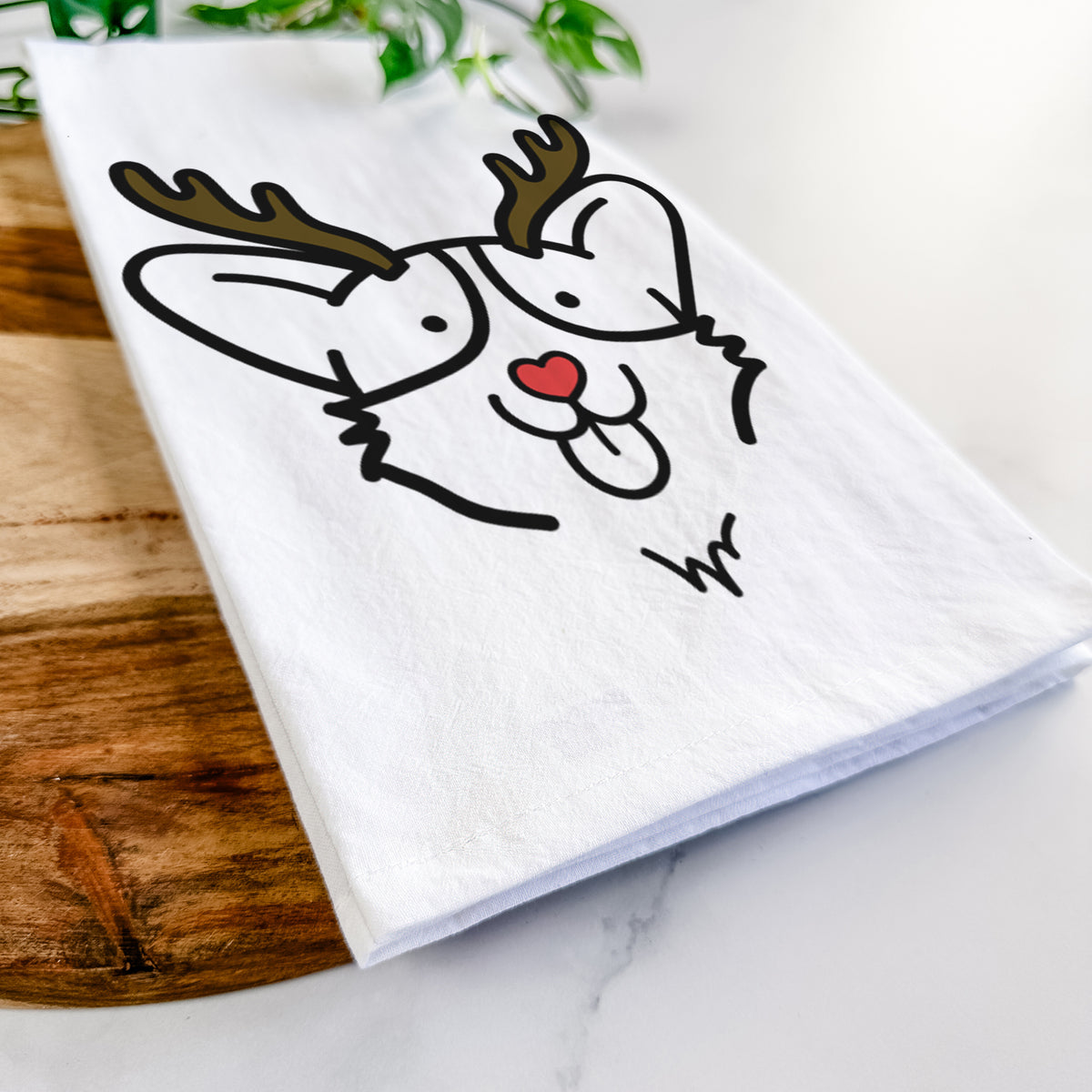 Red Nose Corgi - Tea Towel