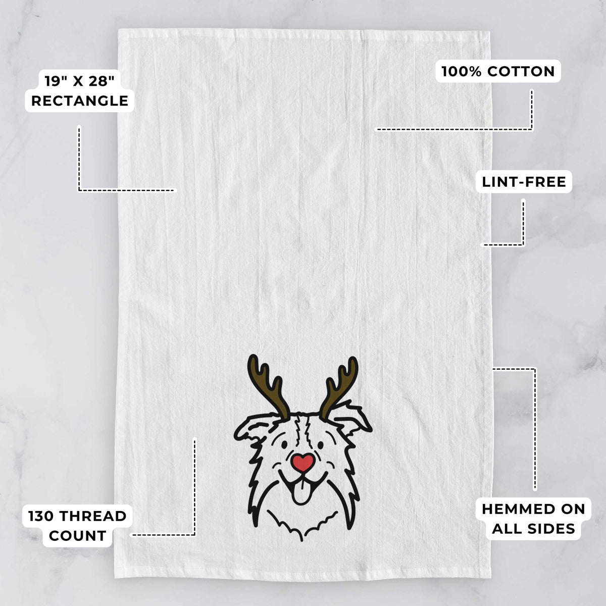 Red Nose Border Collie - Cricket - Tea Towel