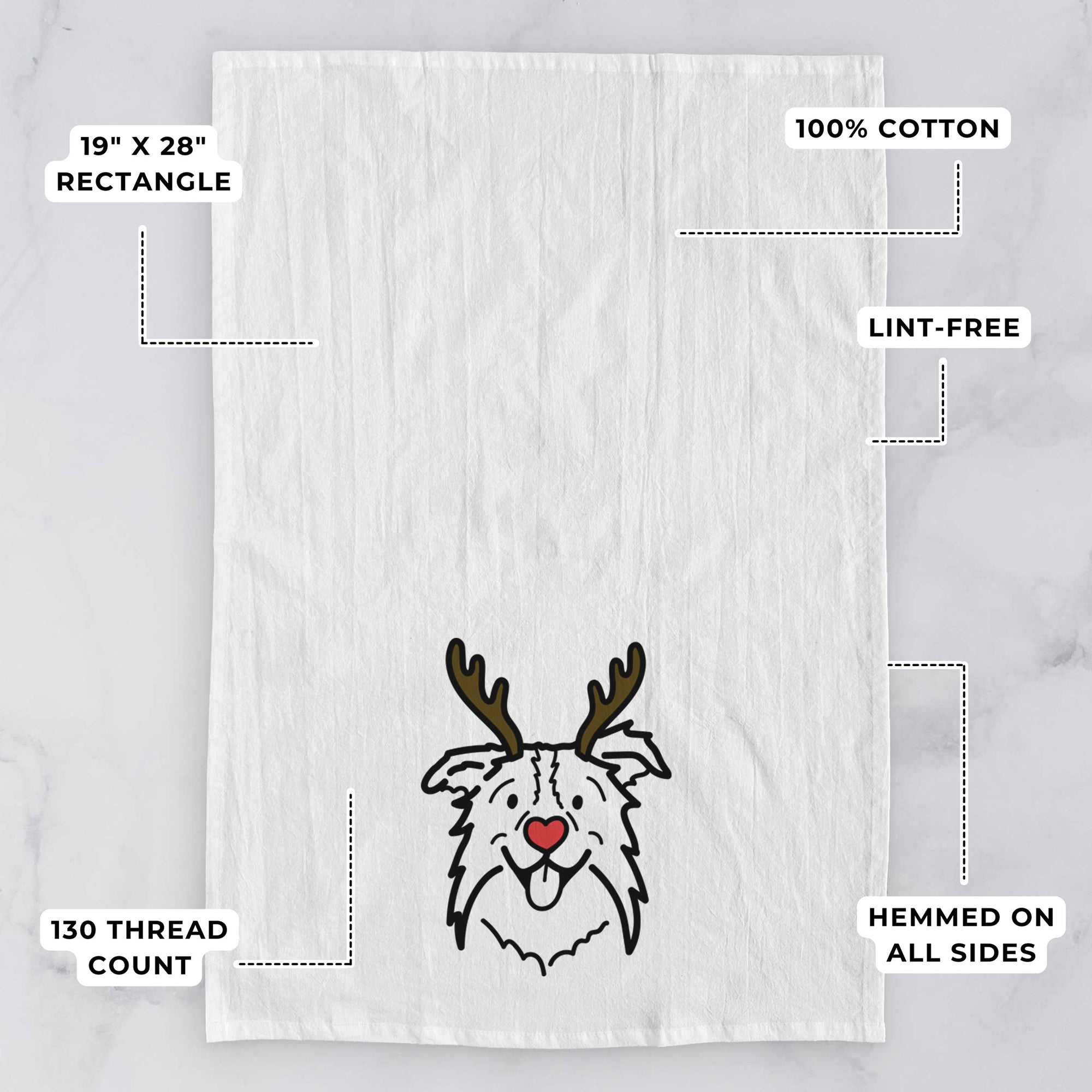 Red Nose Border Collie - Cricket - Tea Towel