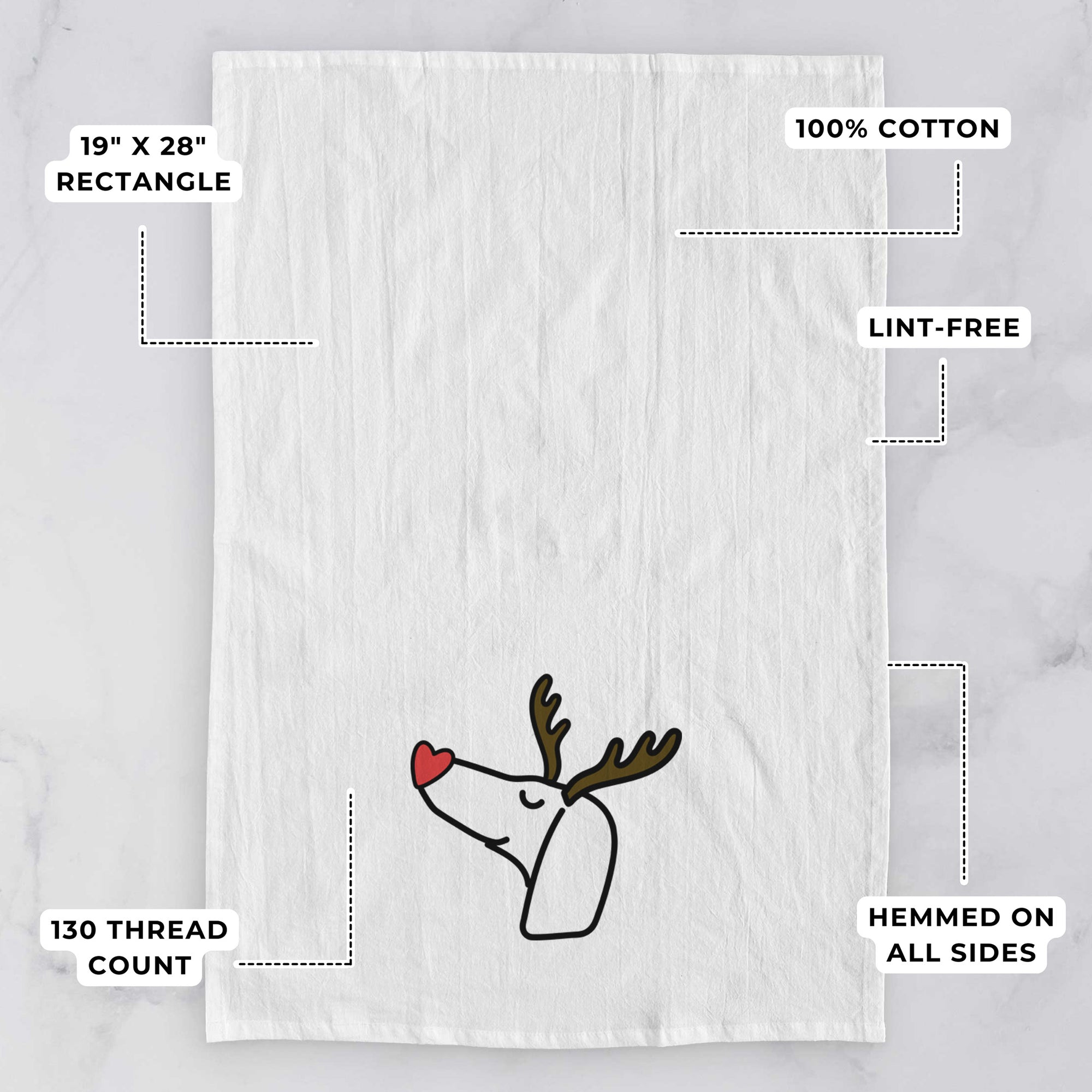 Red Nose Dachshund - Tea Towel