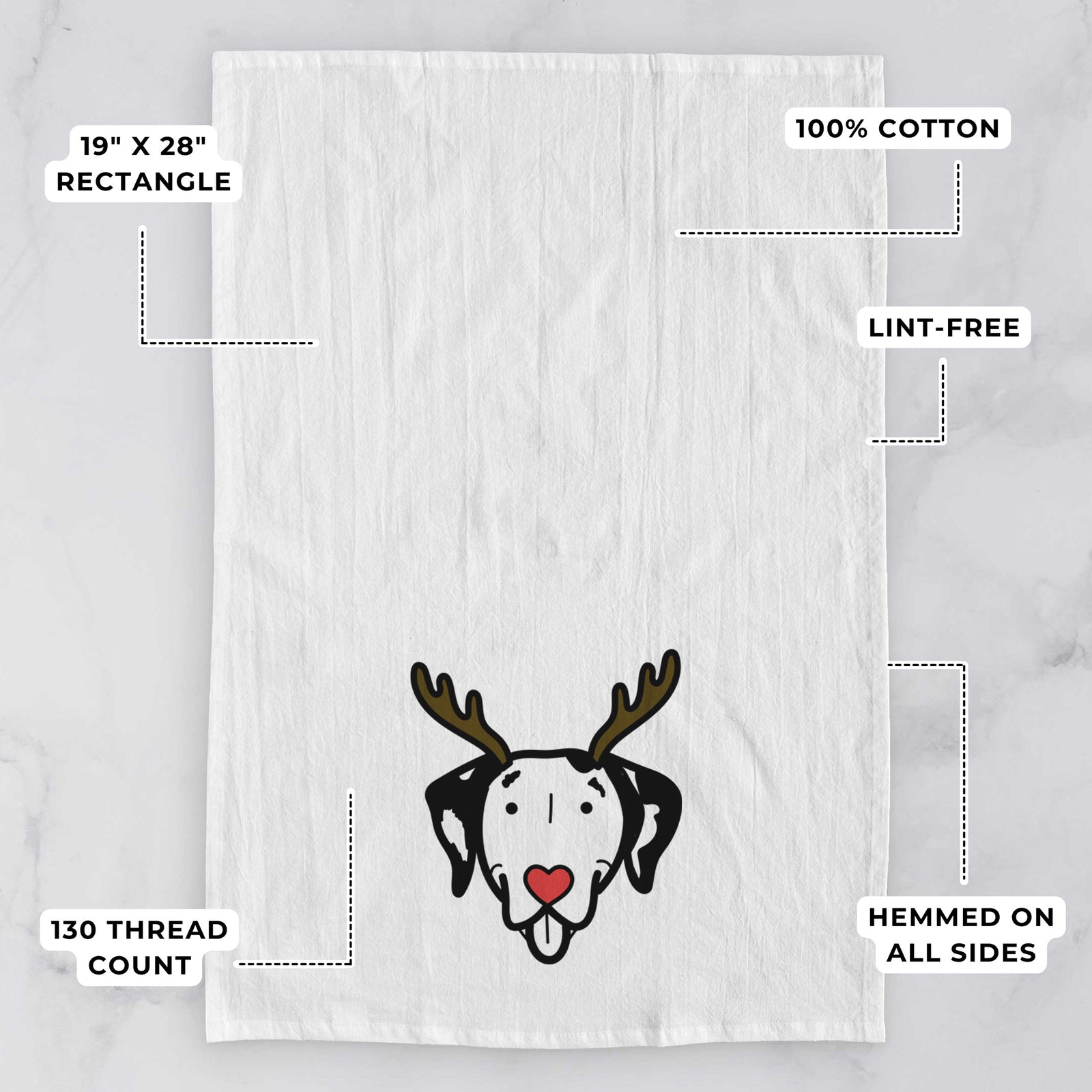 Red Nose Dalmatian - Tea Towel