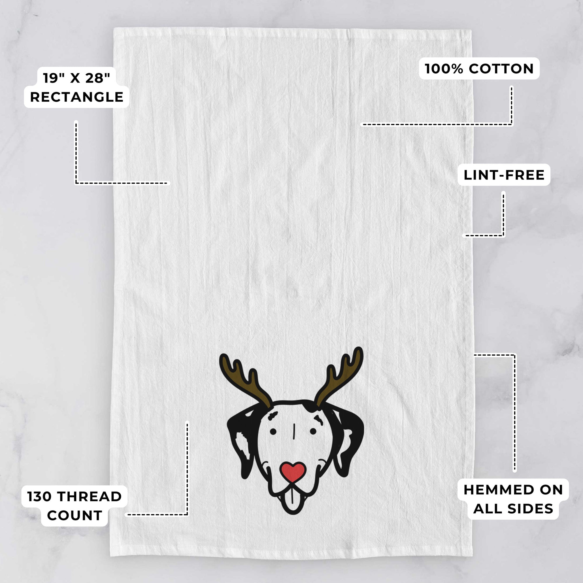 Red Nose Dalmatian - Tea Towel