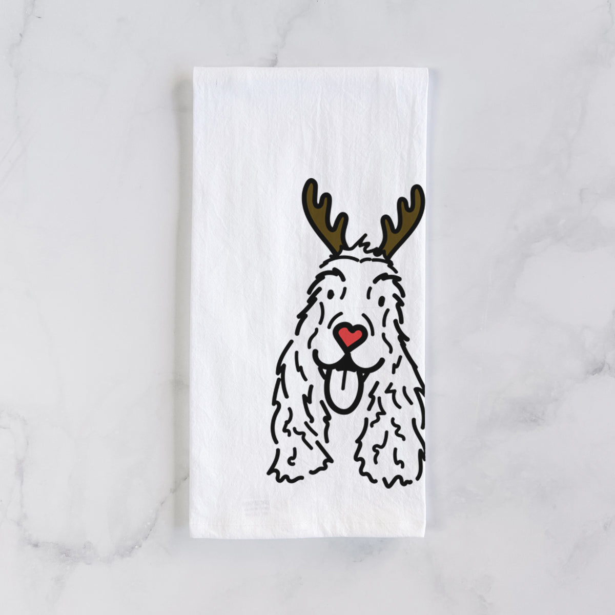 Red Nose English Cocker Spaniel - Dolly - Tea Towel