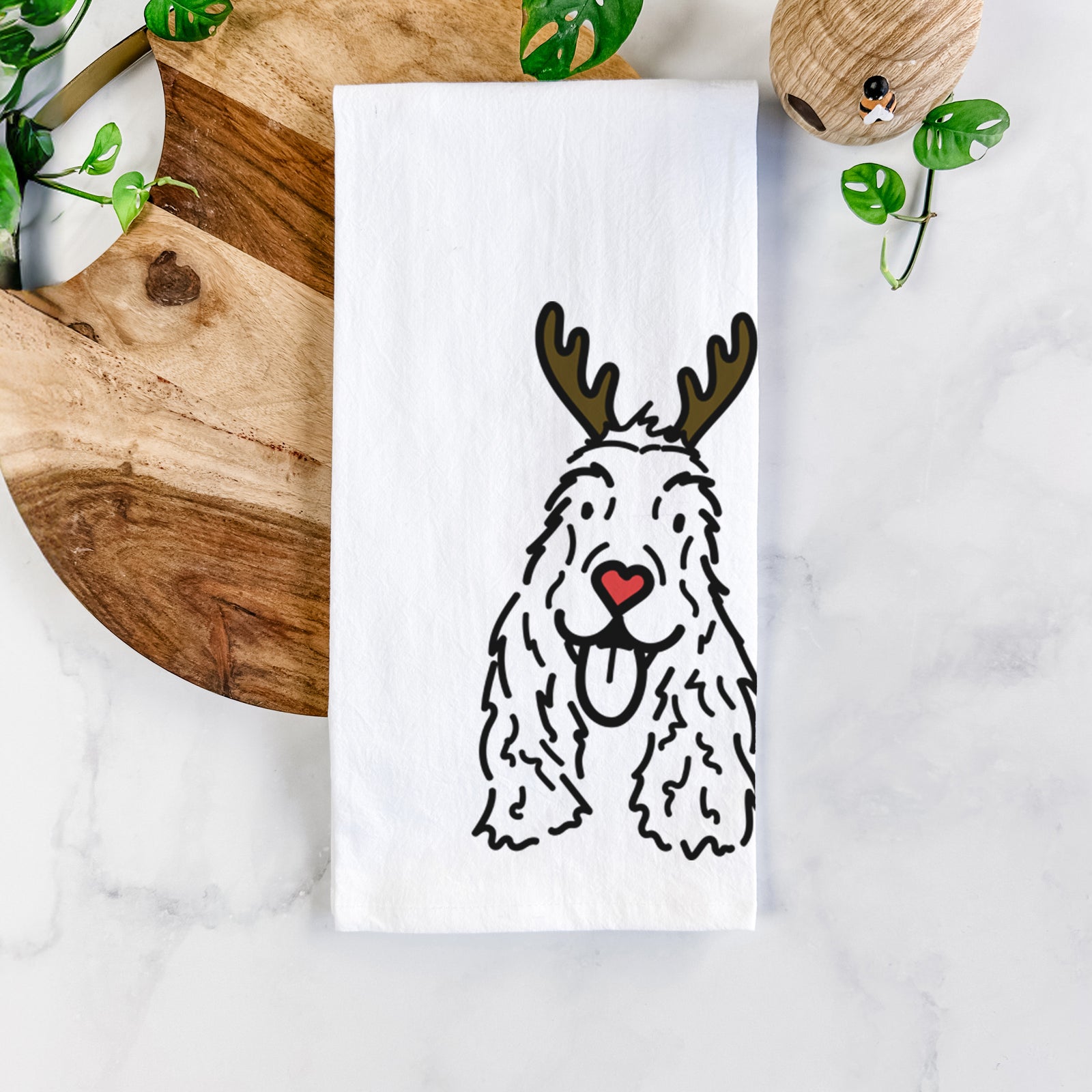 Red Nose English Cocker Spaniel - Dolly - Tea Towel