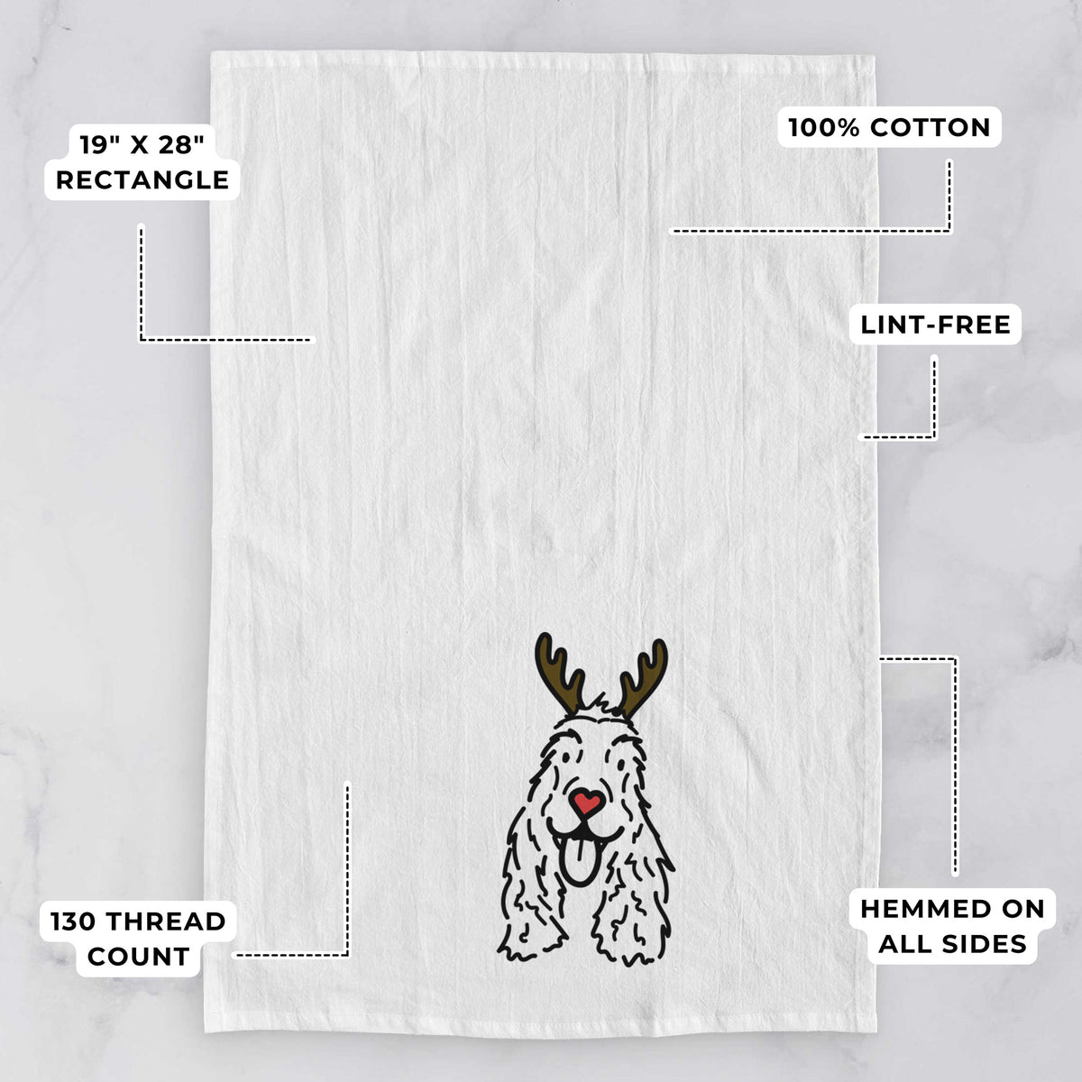 Red Nose English Cocker Spaniel - Dolly - Tea Towel