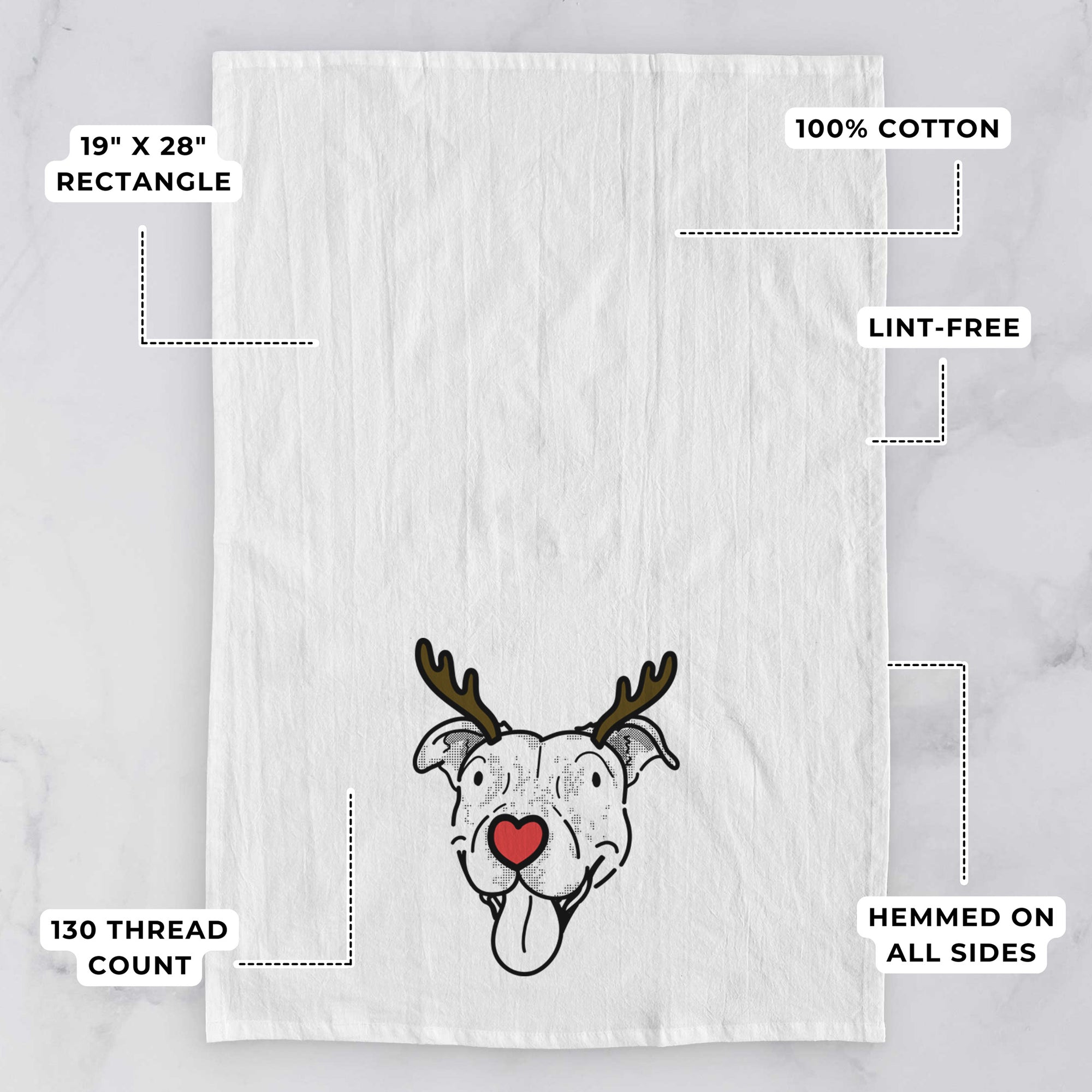 Red Nose Pitbull Mix - Dottie - Tea Towel