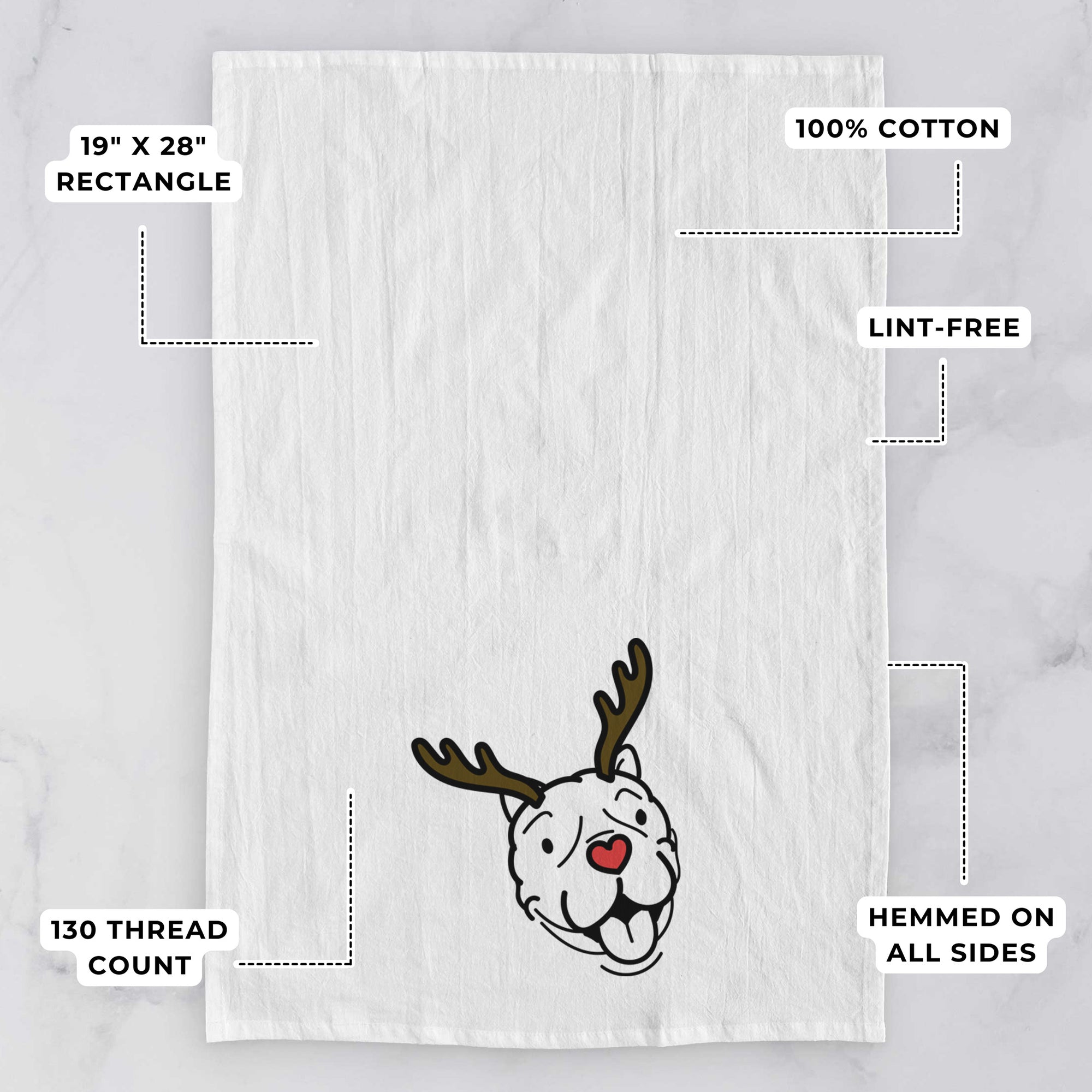 Red Nose American Bulldog - Draco - Tea Towel