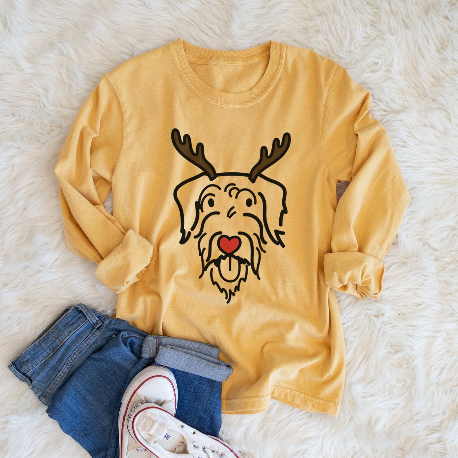 Red Nose Doodle - Dug - Heavyweight 100% Cotton Long Sleeve