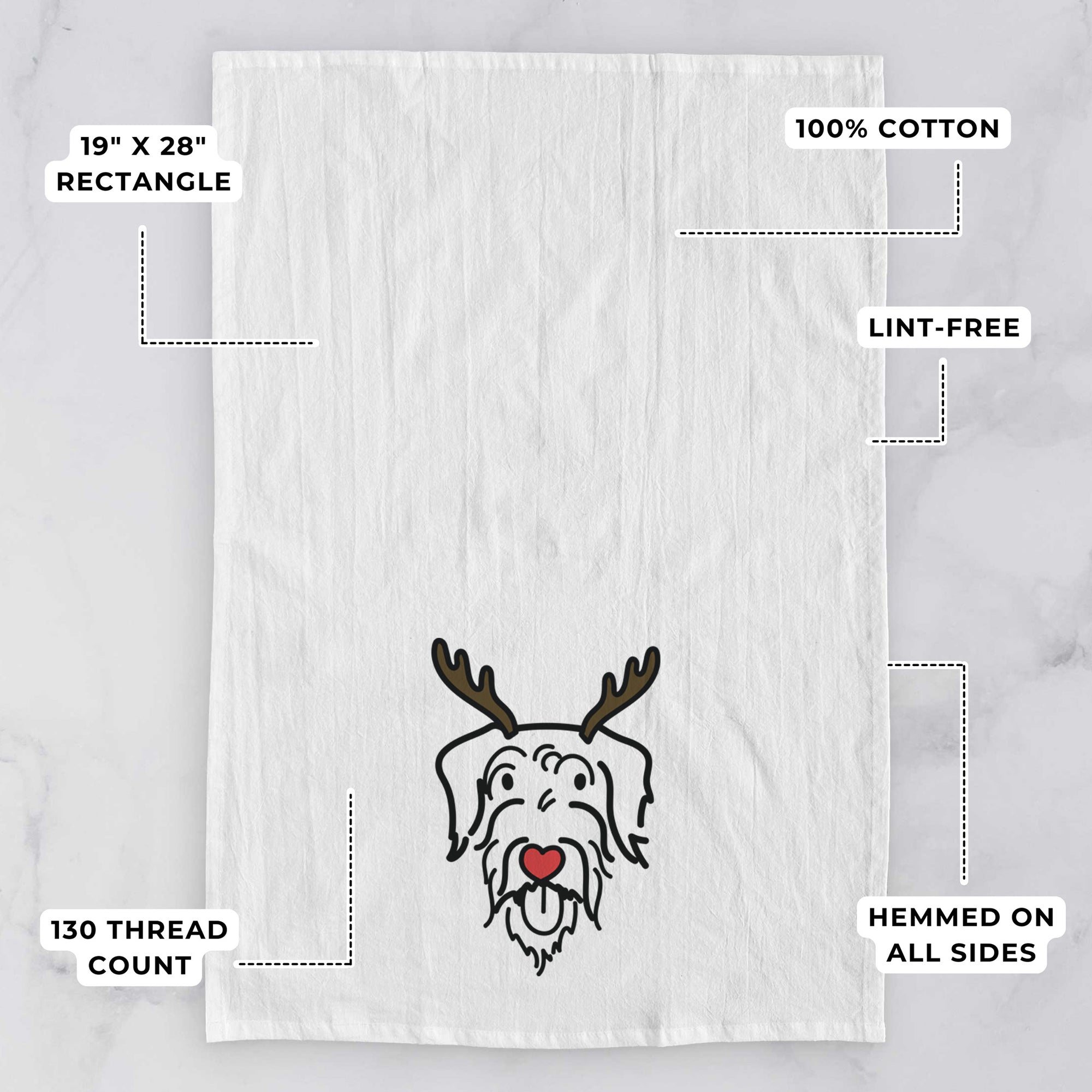 Red Nose Doodle - Dug - Tea Towel