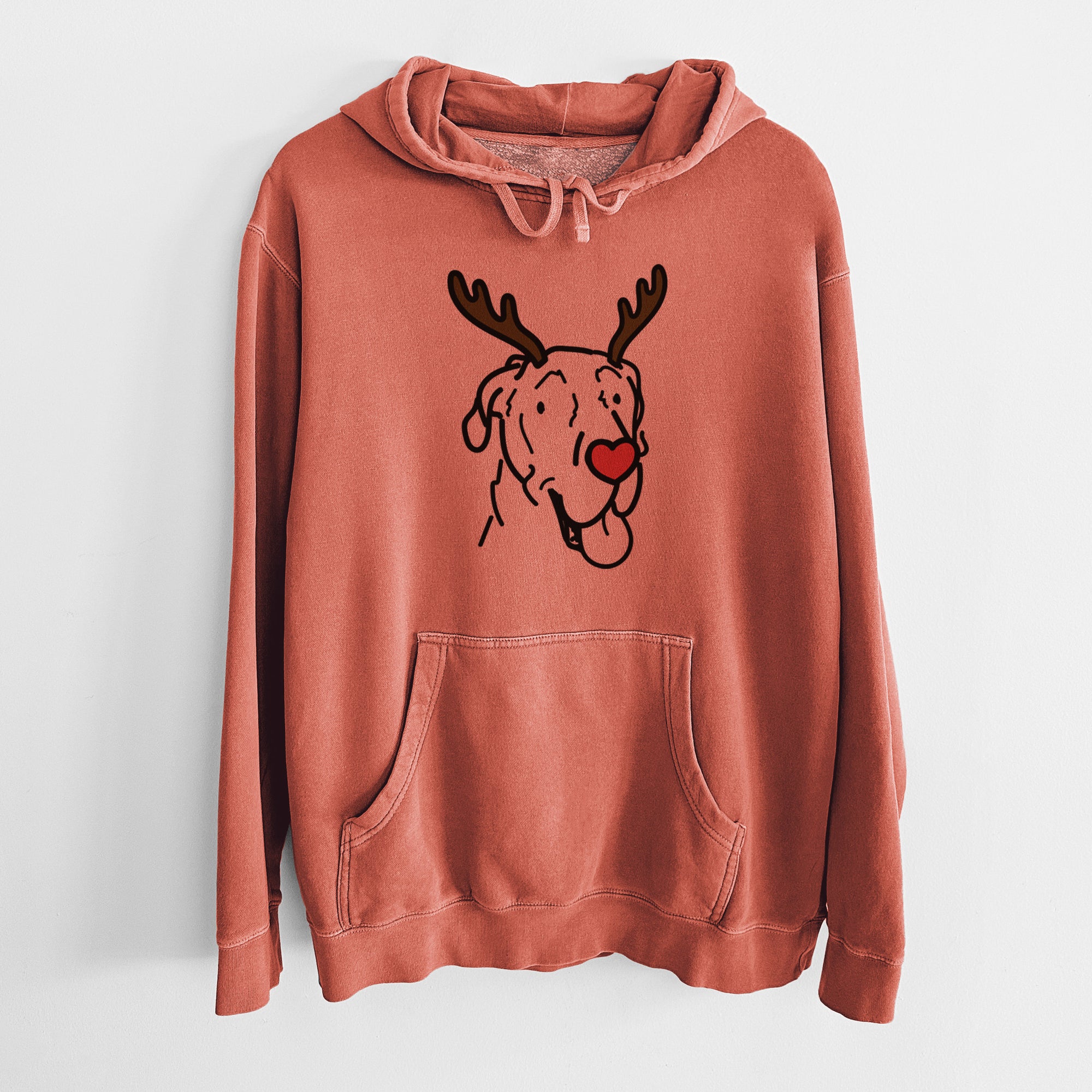 Red Nose Great Dane - Duncan - Unisex Pigment Dyed Hoodie