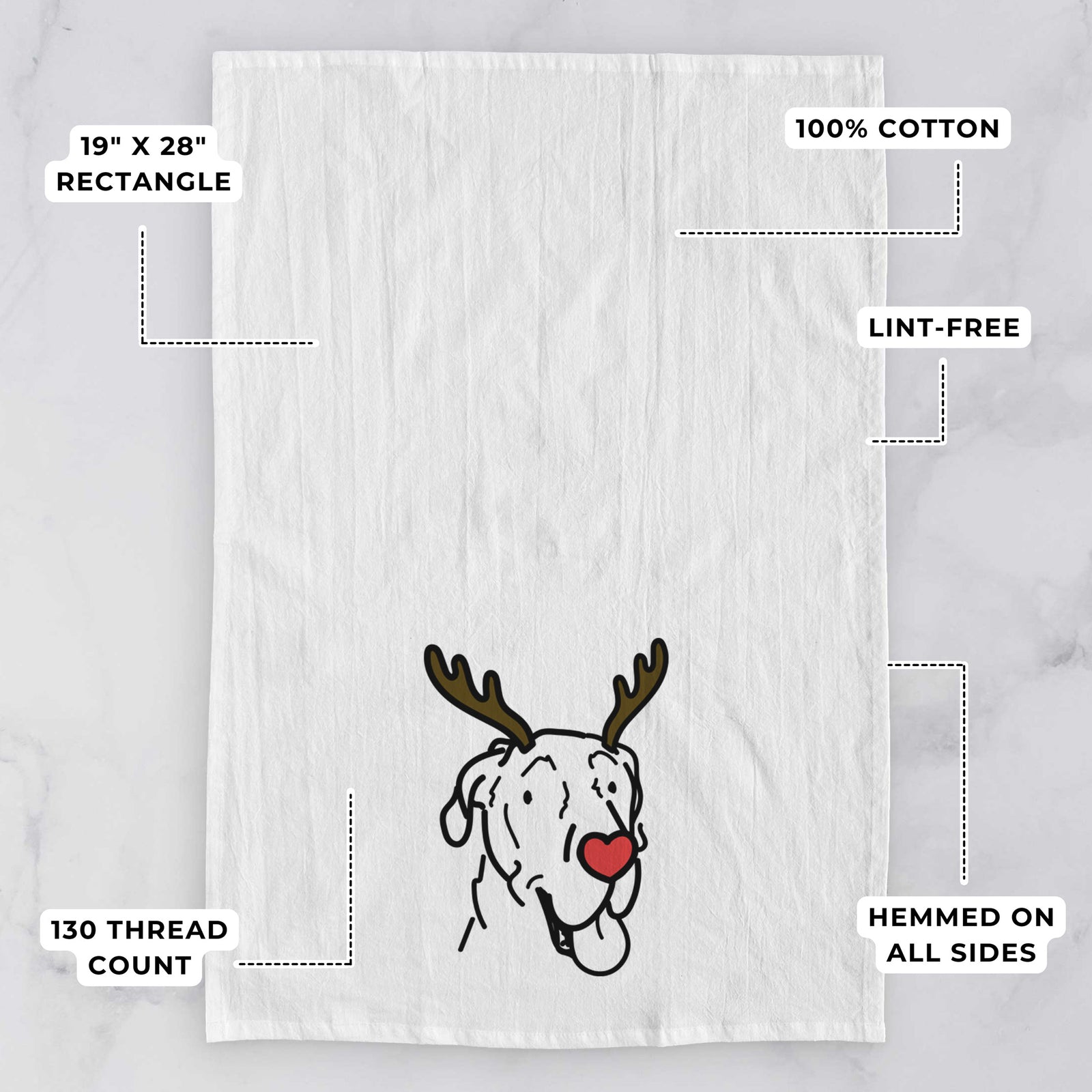 Red Nose Great Dane - Duncan - Tea Towel