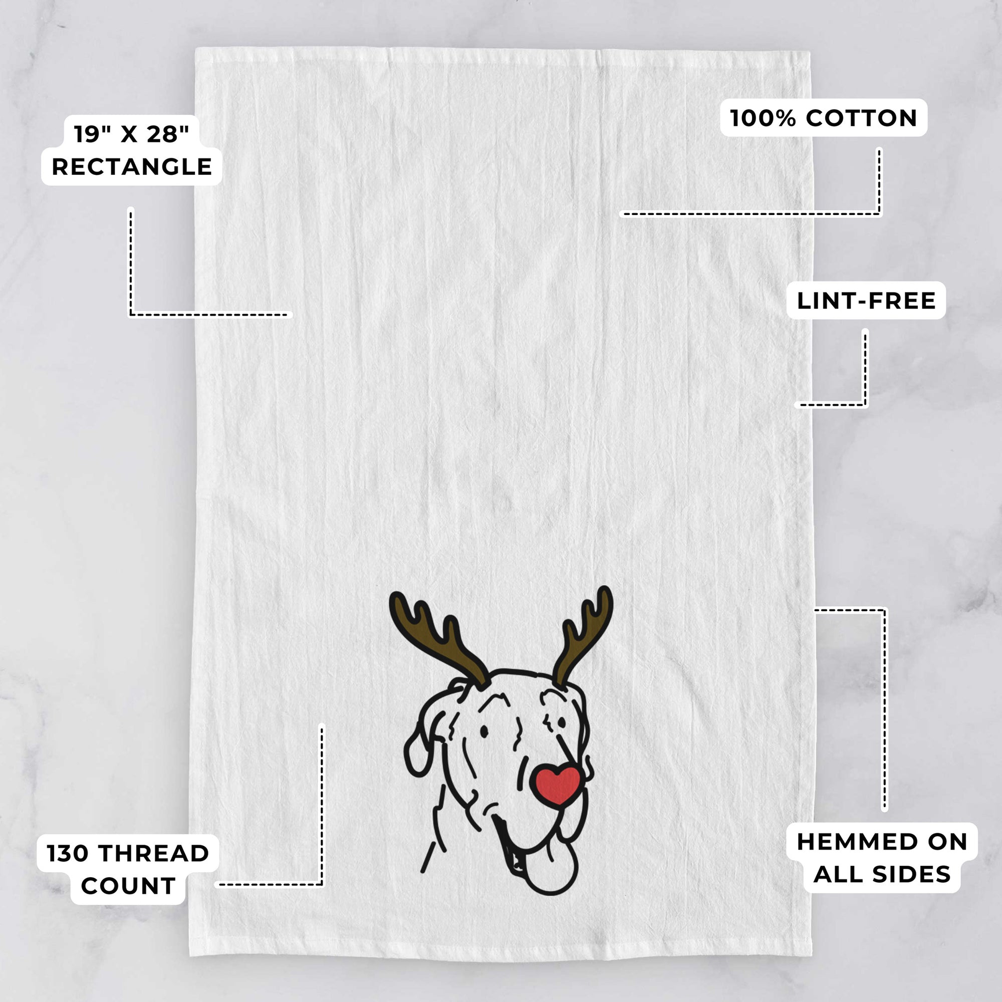 Red Nose Great Dane - Duncan - Tea Towel