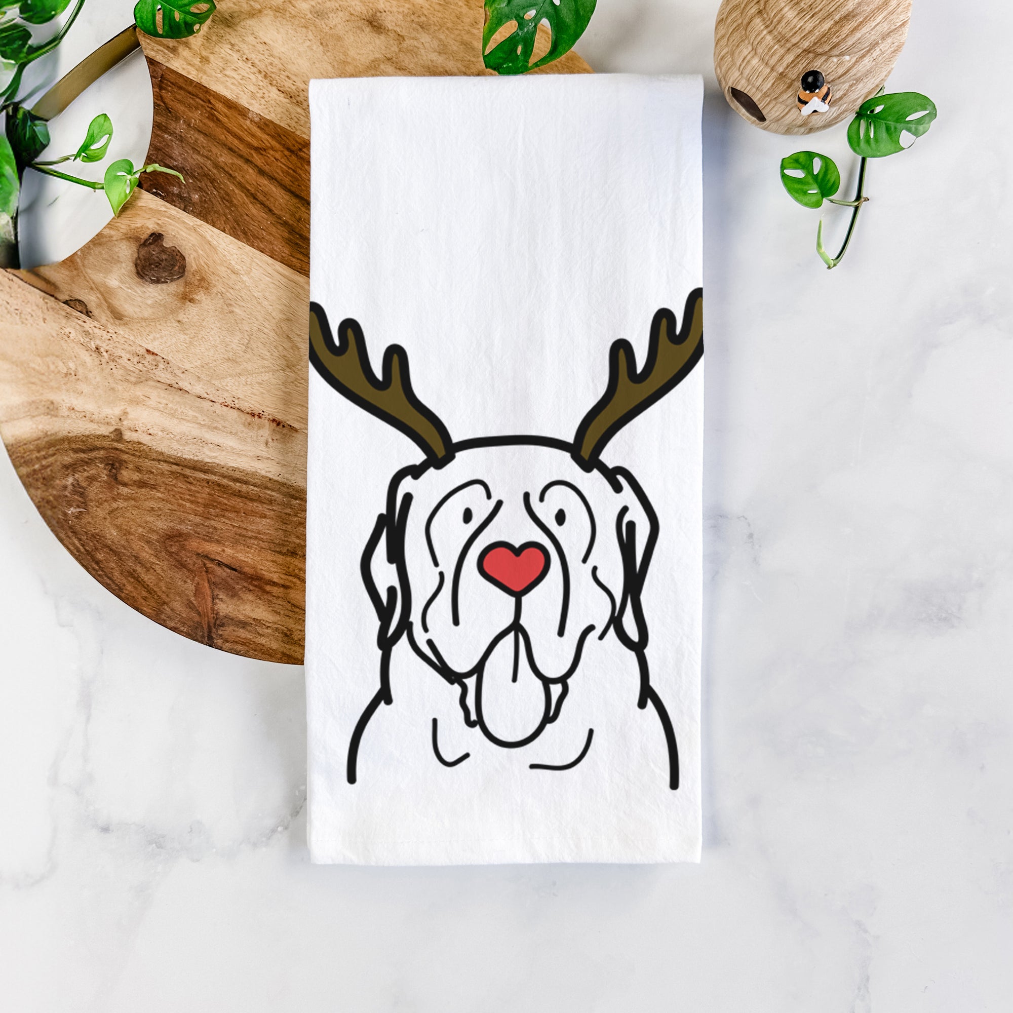 Red Nose English Mastiff - Tea Towel