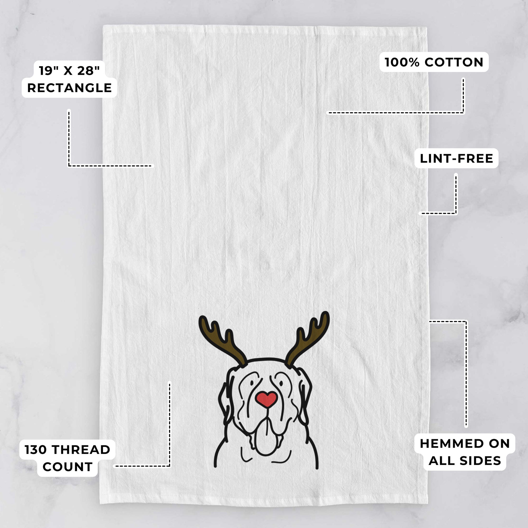 Red Nose English Mastiff - Tea Towel