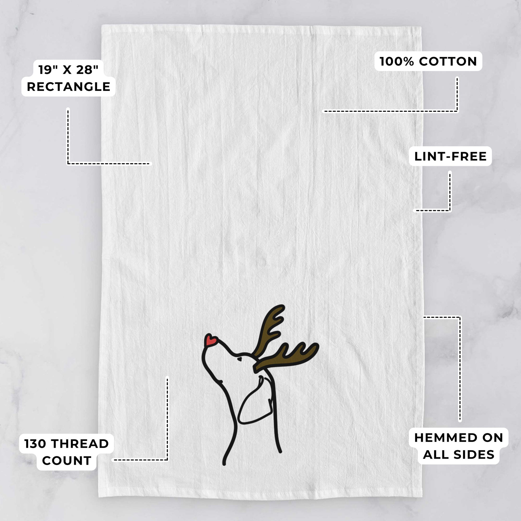 Red Nose English Pointer Profile - Tea Towel