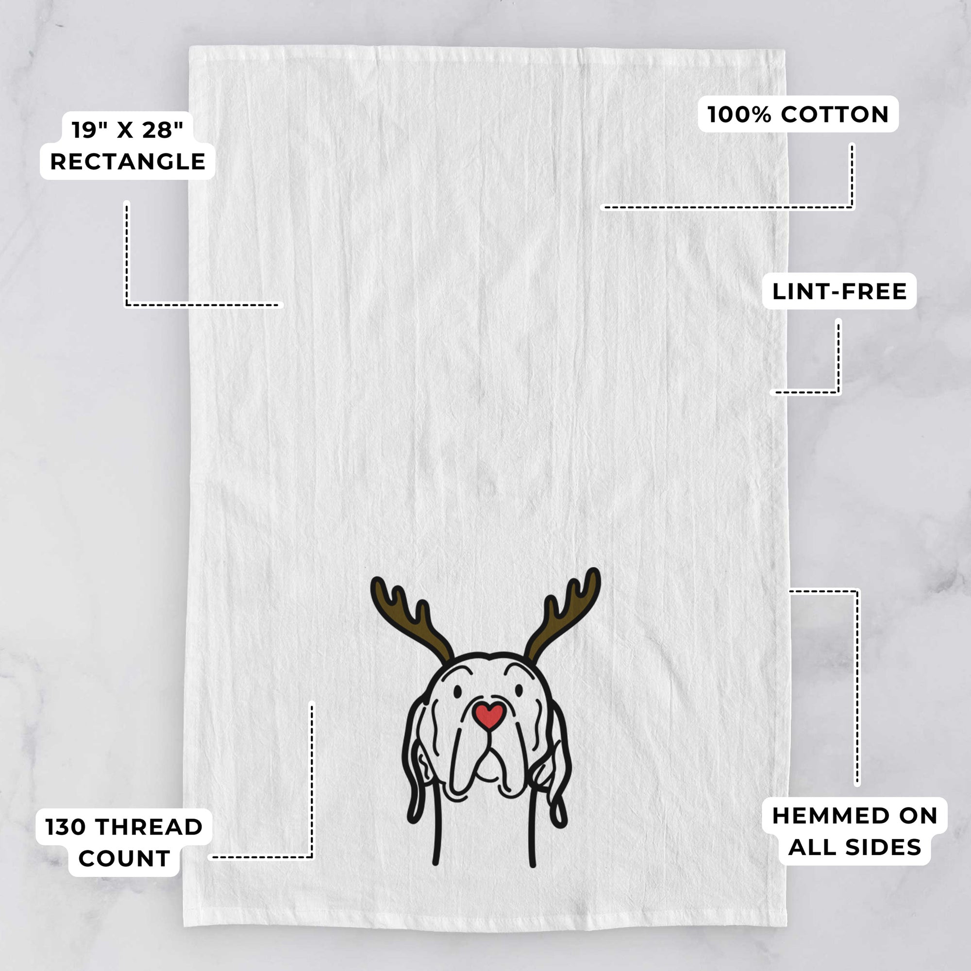 Red Nose English Pointer - Tea Towel