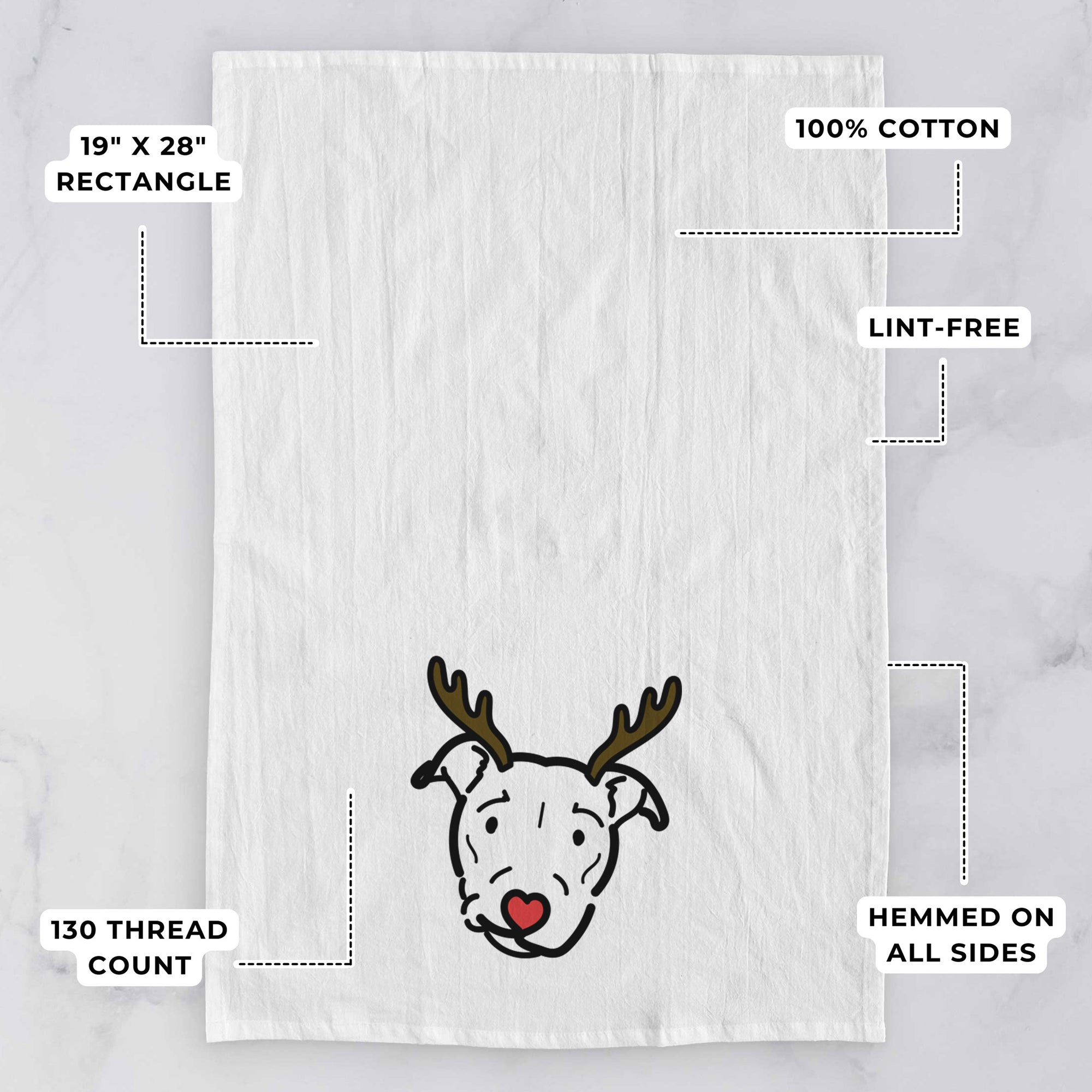 Red Nose Pitbull Mix - Ernie - Tea Towel