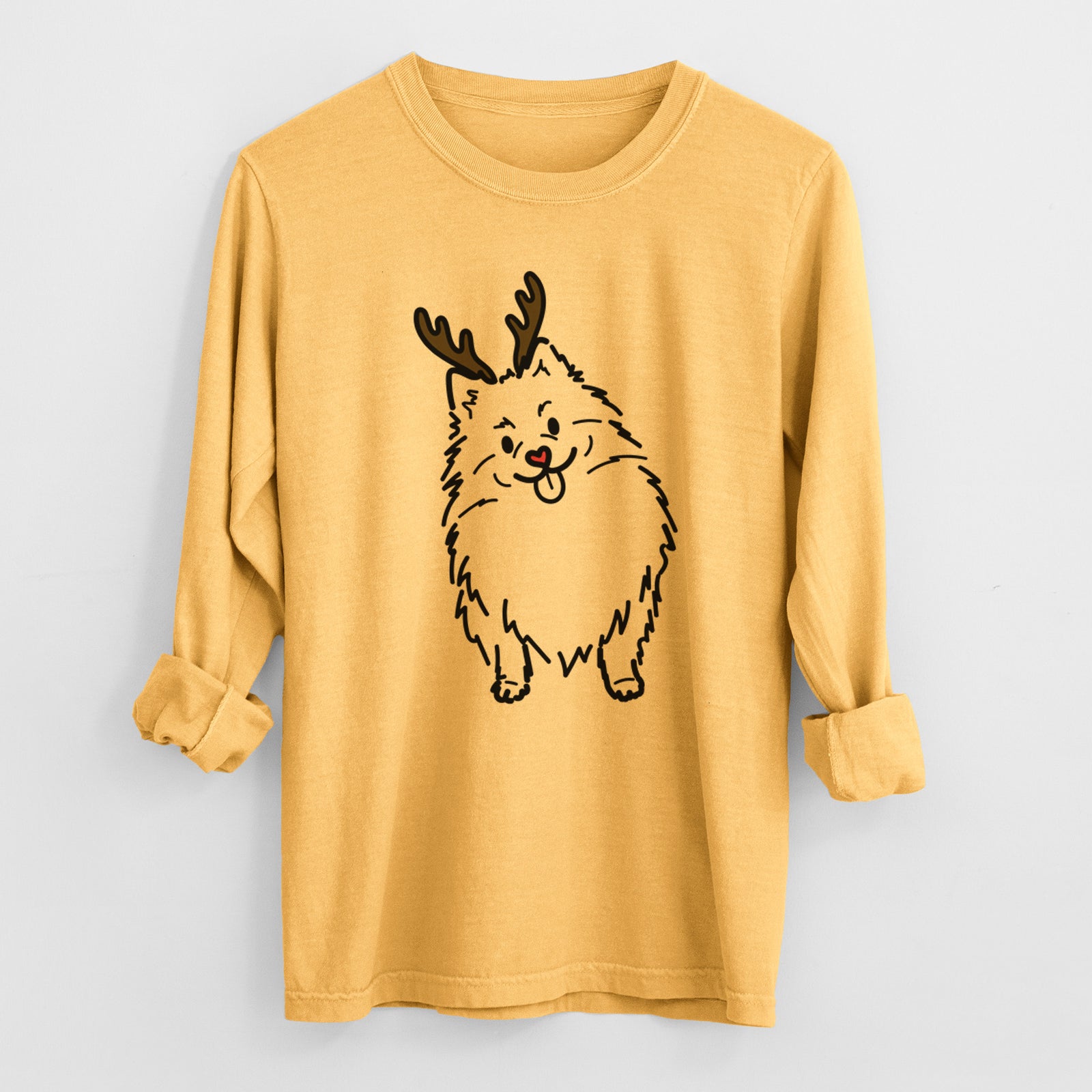 Red Nose Pomeranian - Fern - Heavyweight 100% Cotton Long Sleeve