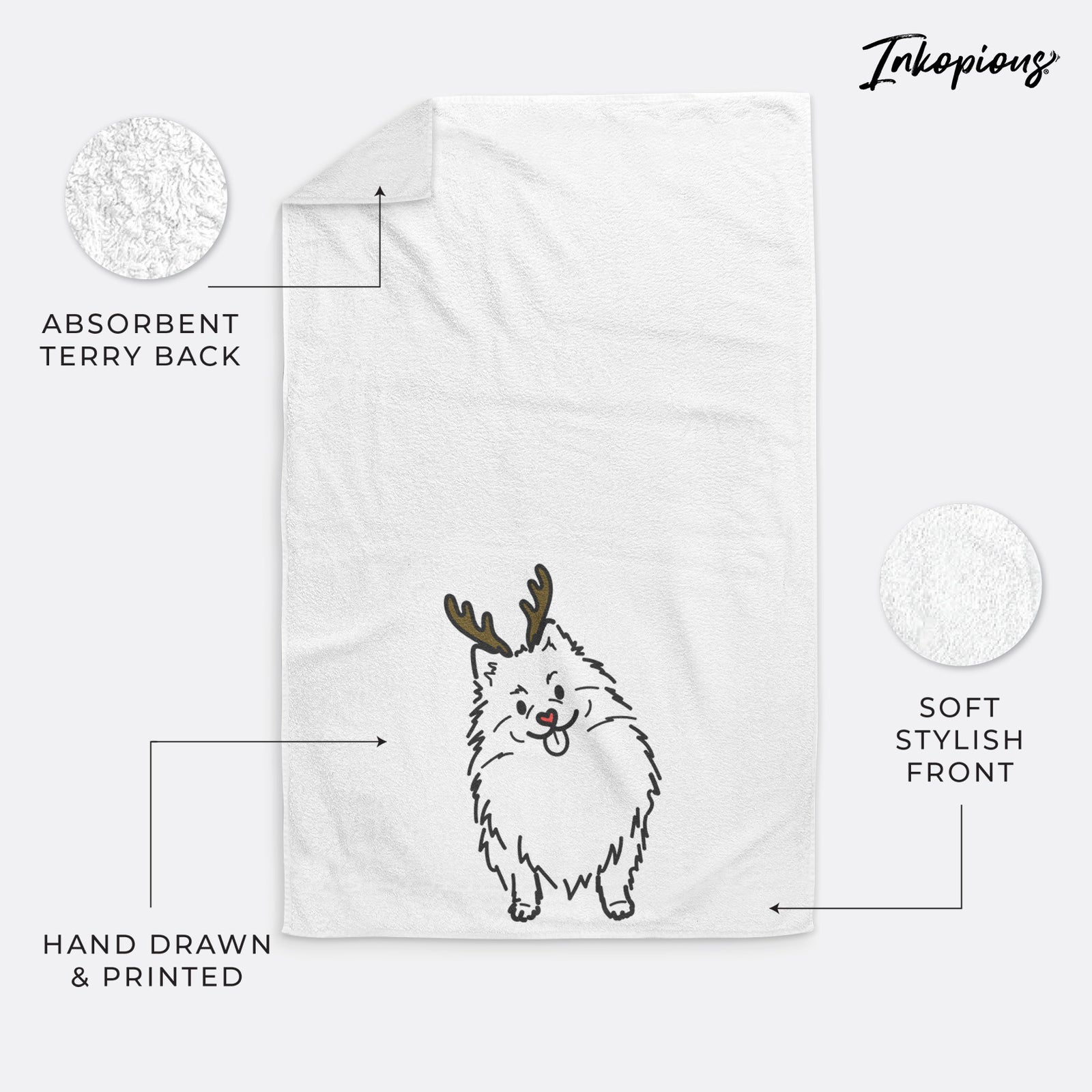 Red Nose Pomeranian - Fern - Decorative Hand Towel