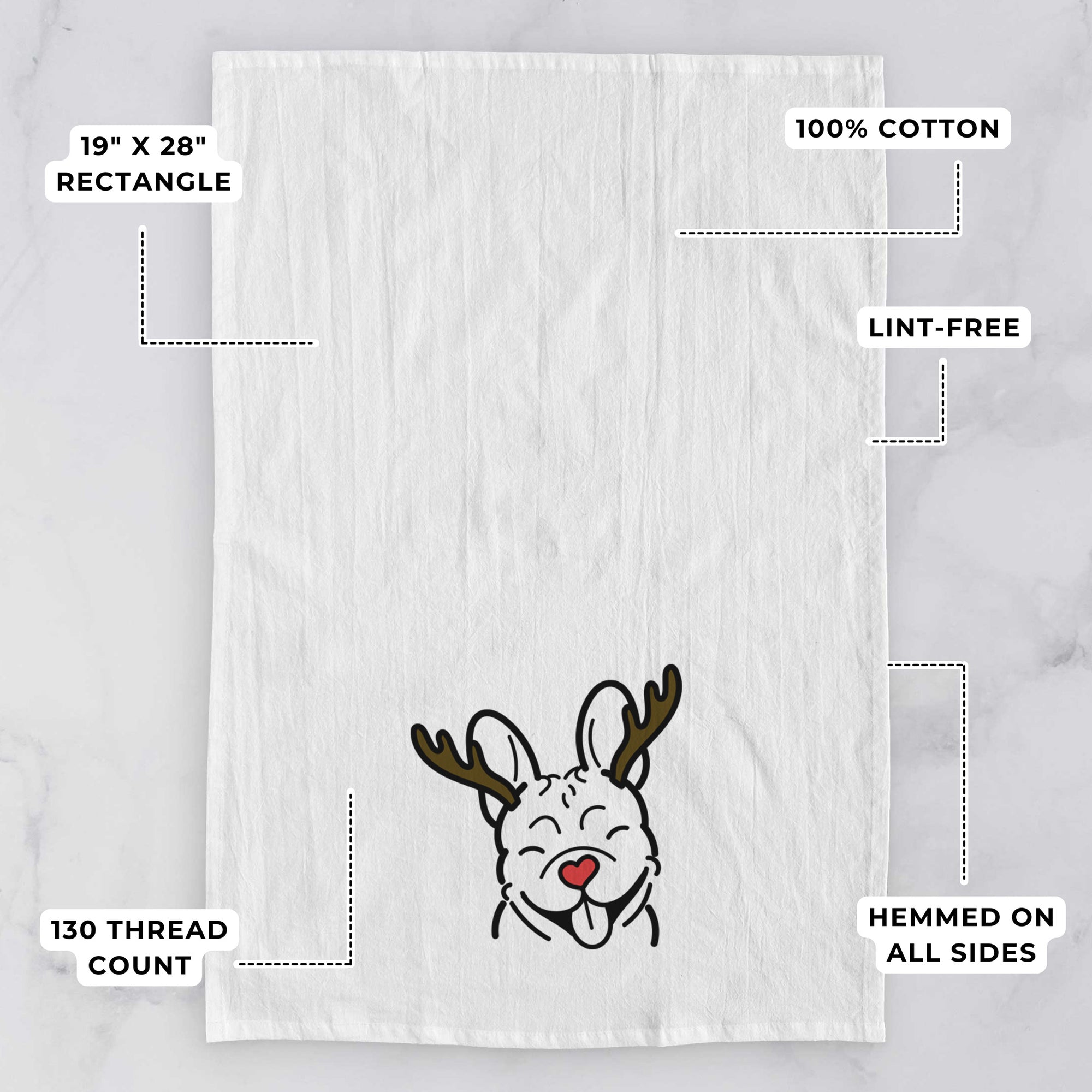 Red Nose French Bulldog - Tea Towel