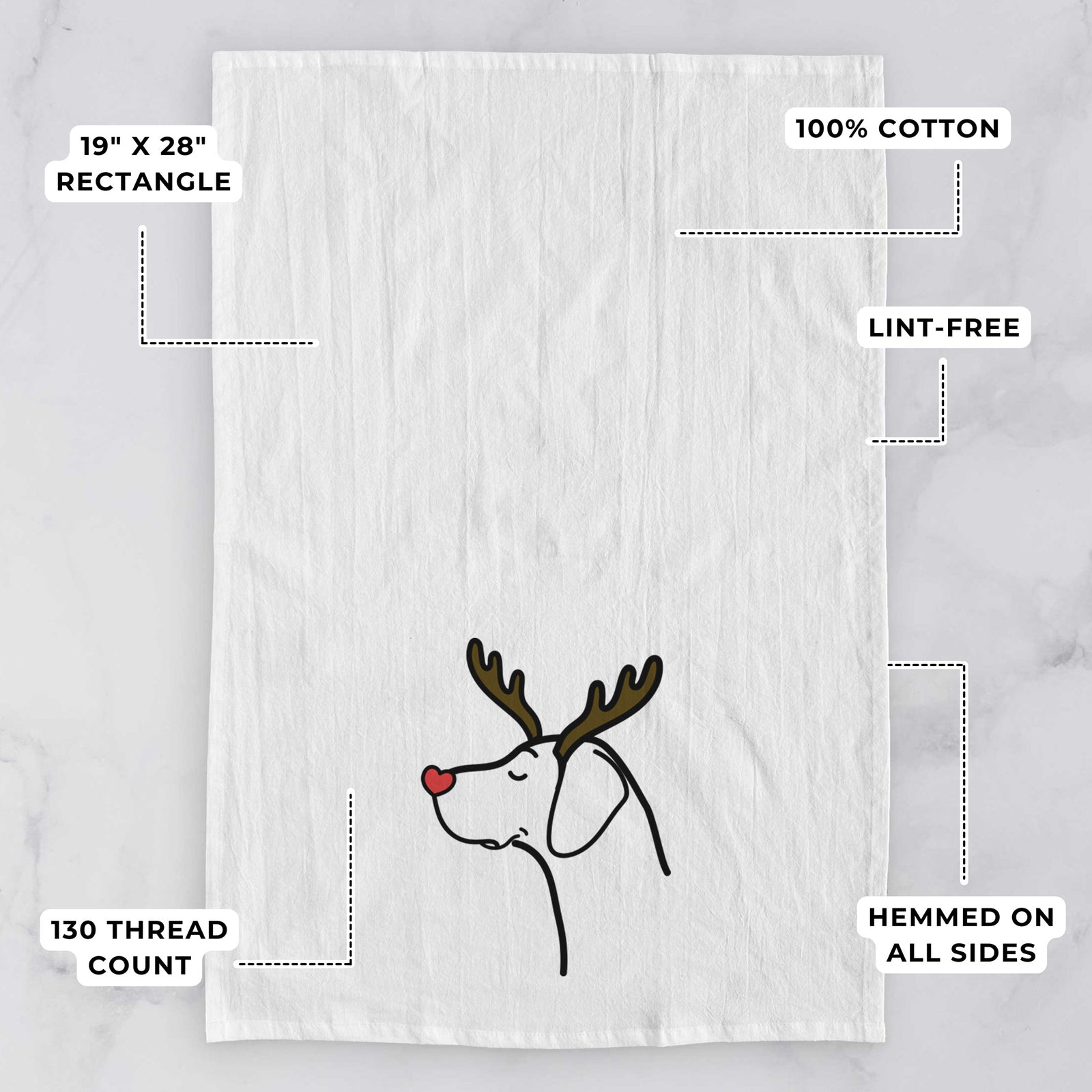 Red Nose German Shorthaired Pointer - Tea Towel