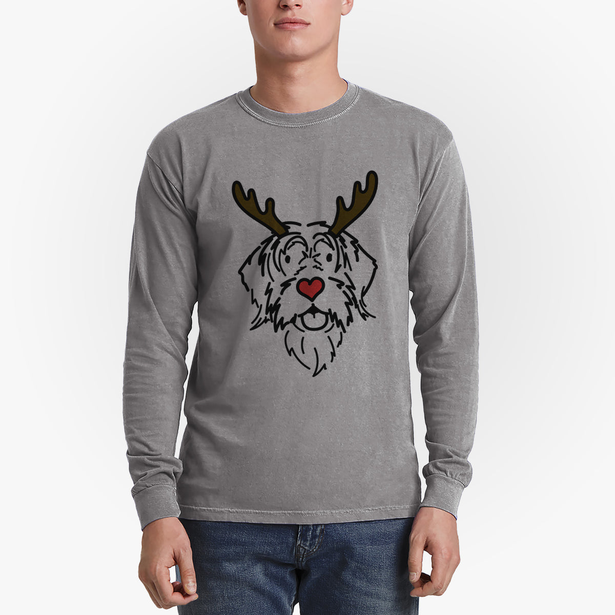 Red Nose Wirehaird Pointing Griffon - Gary - Heavyweight 100% Cotton Long Sleeve
