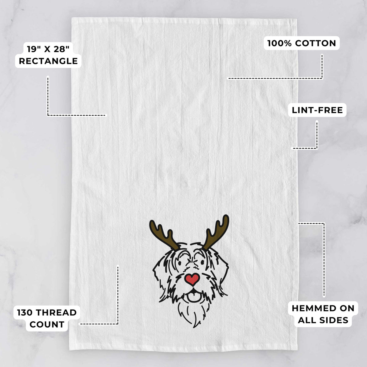 Red Nose Wirehaird Pointing Griffon - Gary - Tea Towel