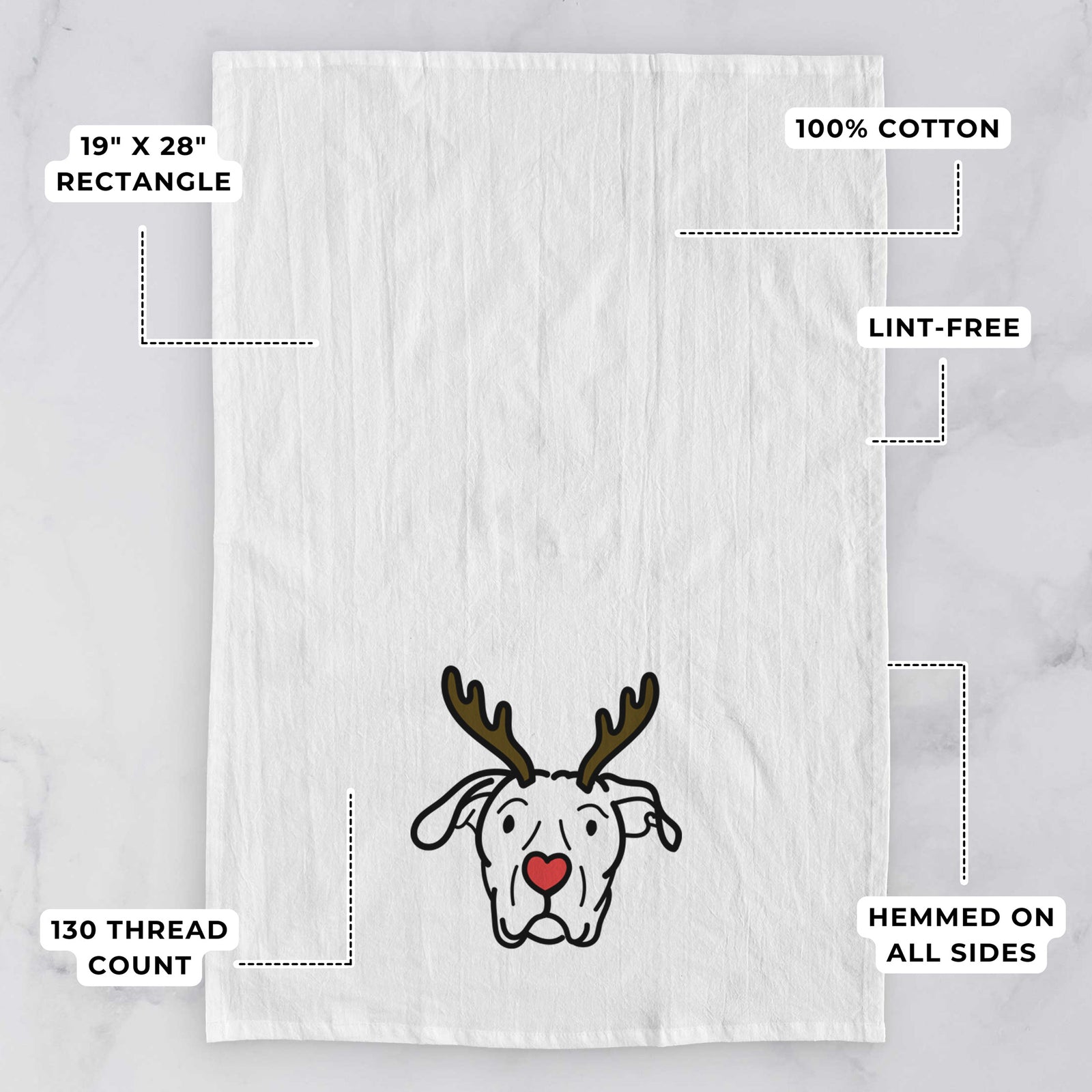 Red Nose Dogo Argentino - Genevieve - Tea Towel