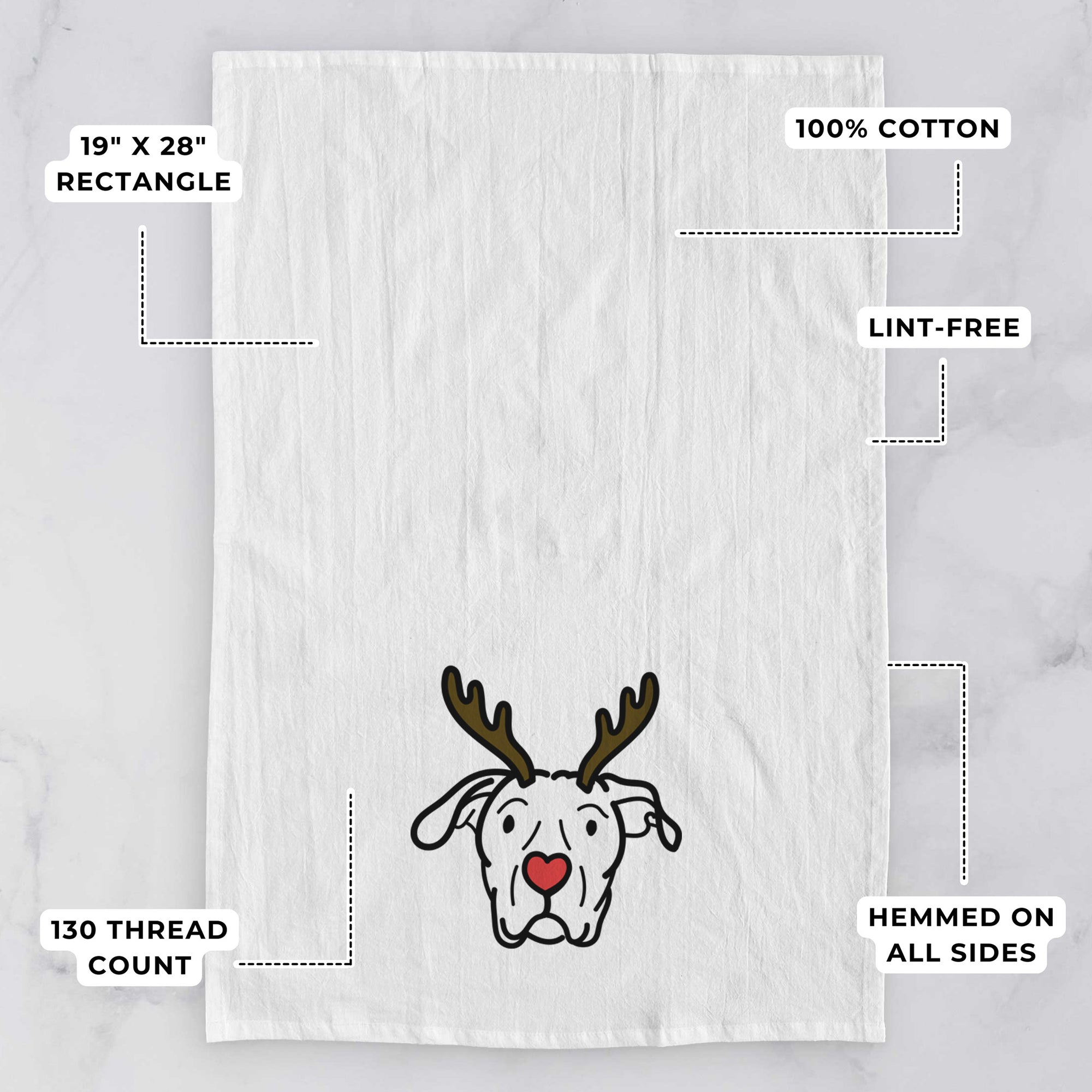 Red Nose Dogo Argentino - Genevieve - Tea Towel