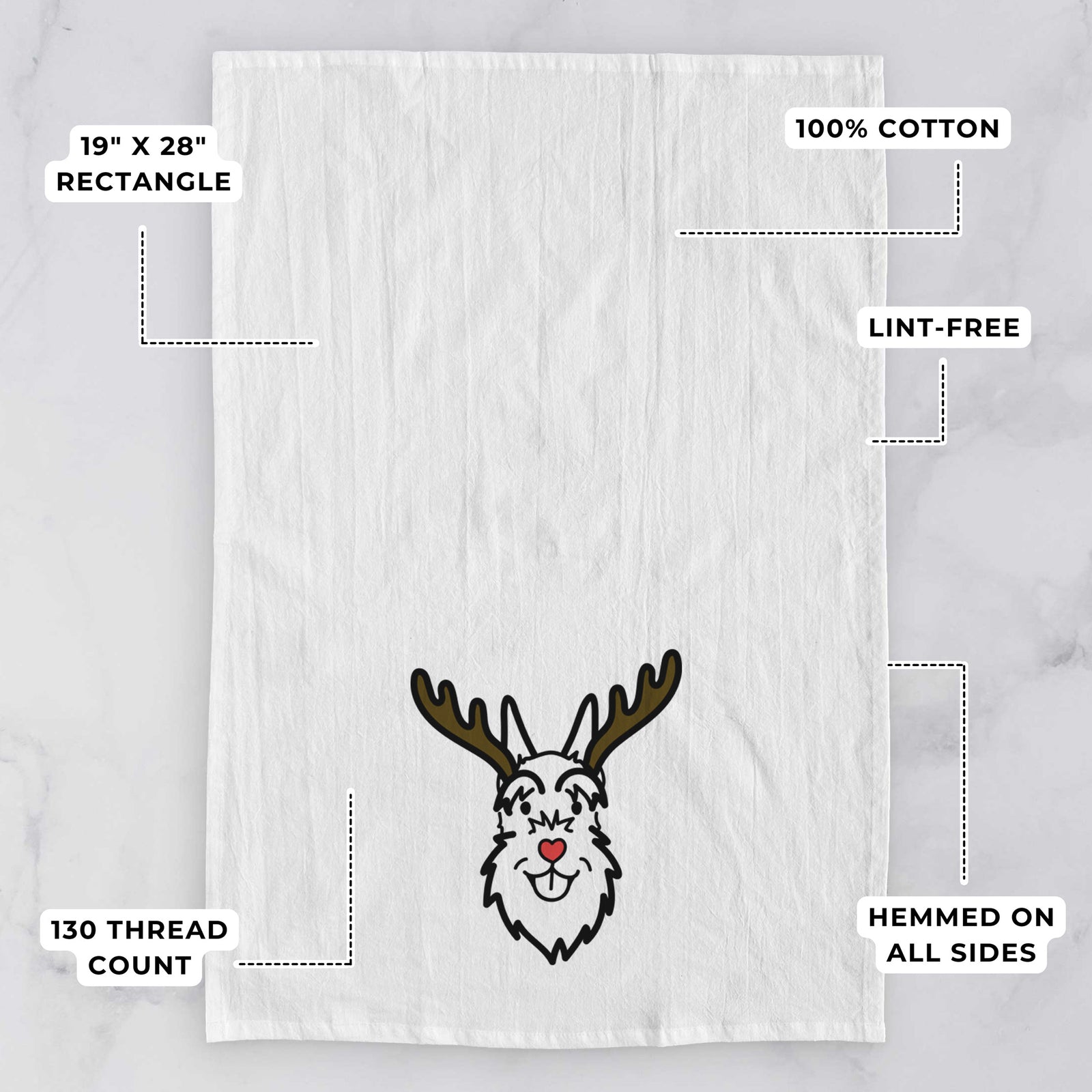 Red Nose Schnauzer Cropped Ears - Tea Towel