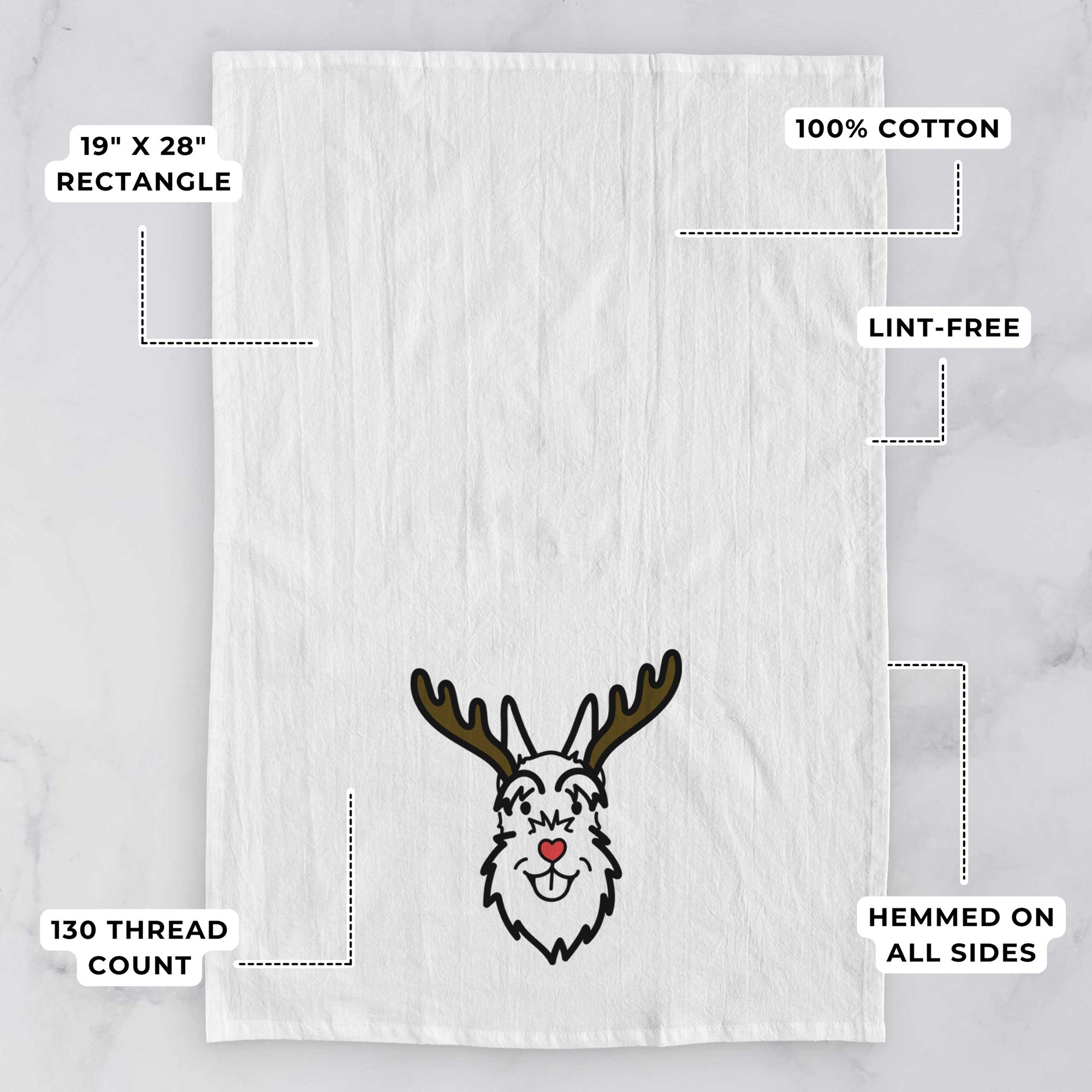 Red Nose Schnauzer Cropped Ears - Tea Towel