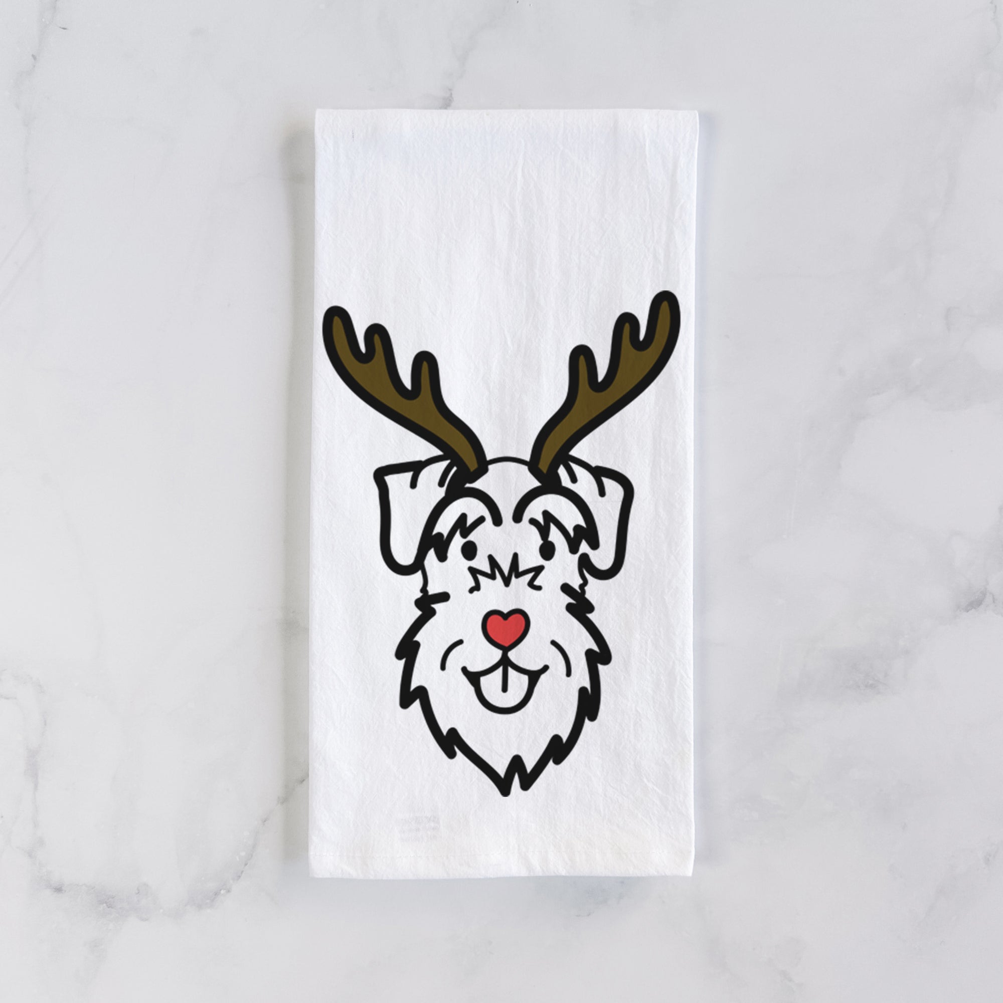 Red Nose Schnauzer Natural Ears - Tea Towel