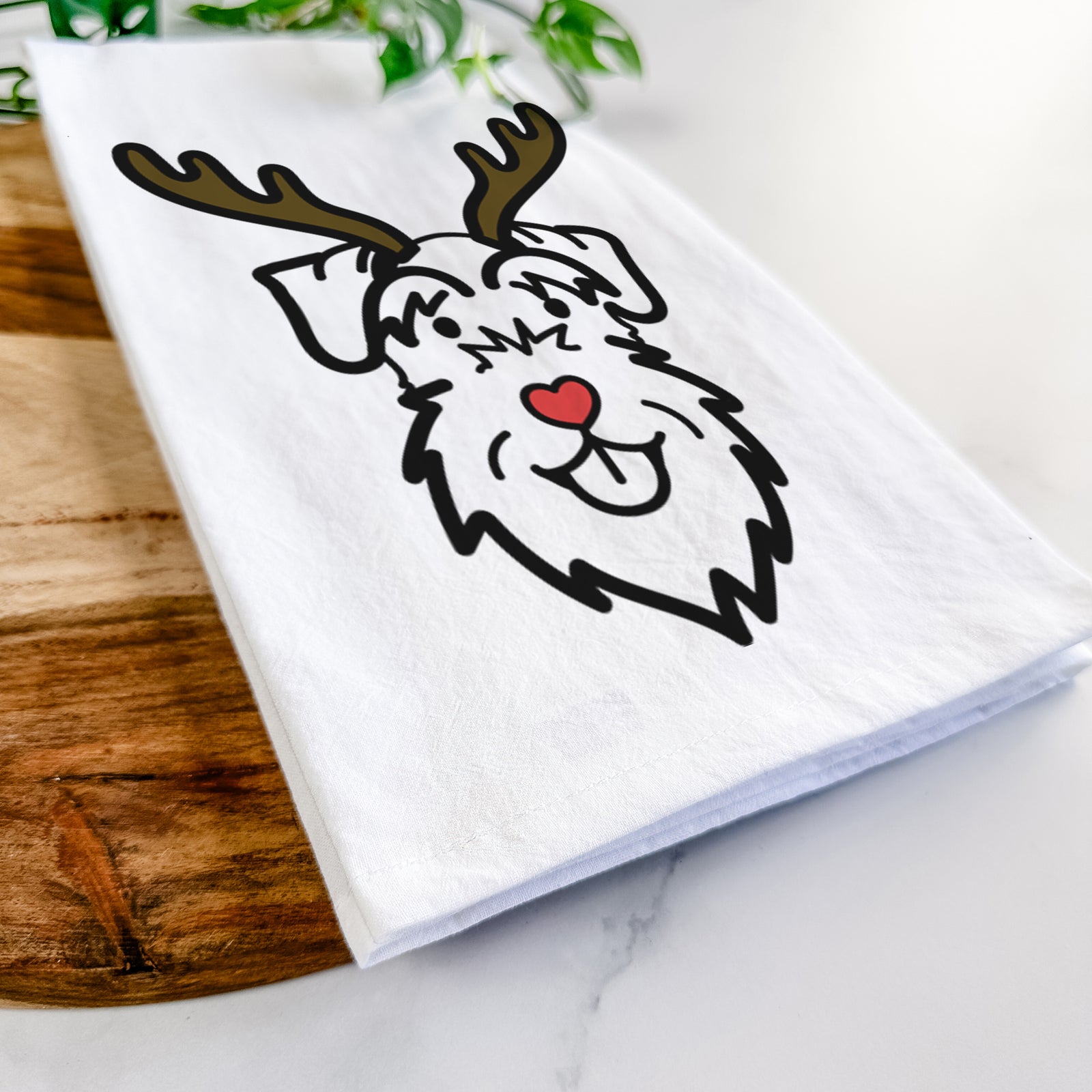 Red Nose Schnauzer Natural Ears - Tea Towel