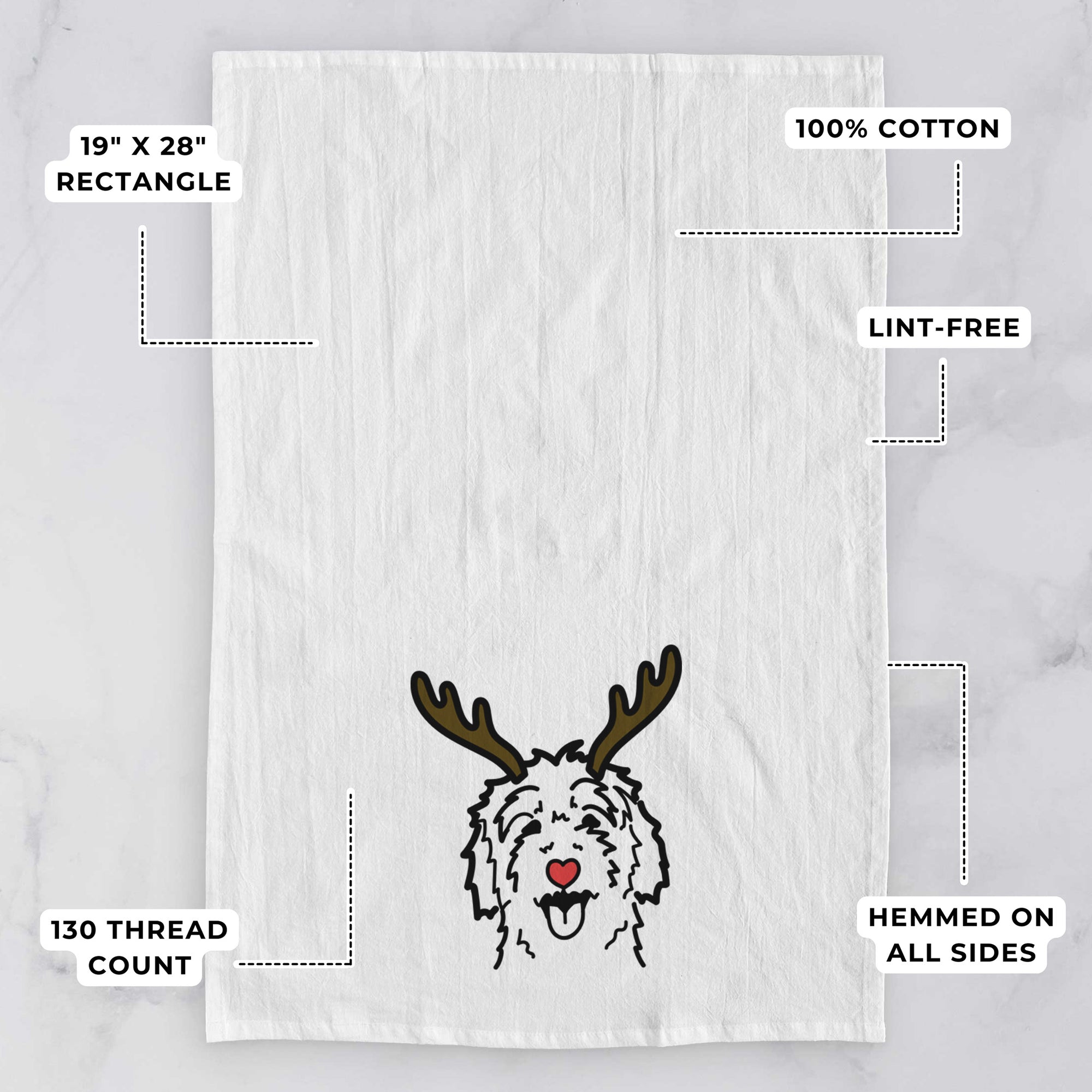 Red Nose Goldendoodle - Tea Towel