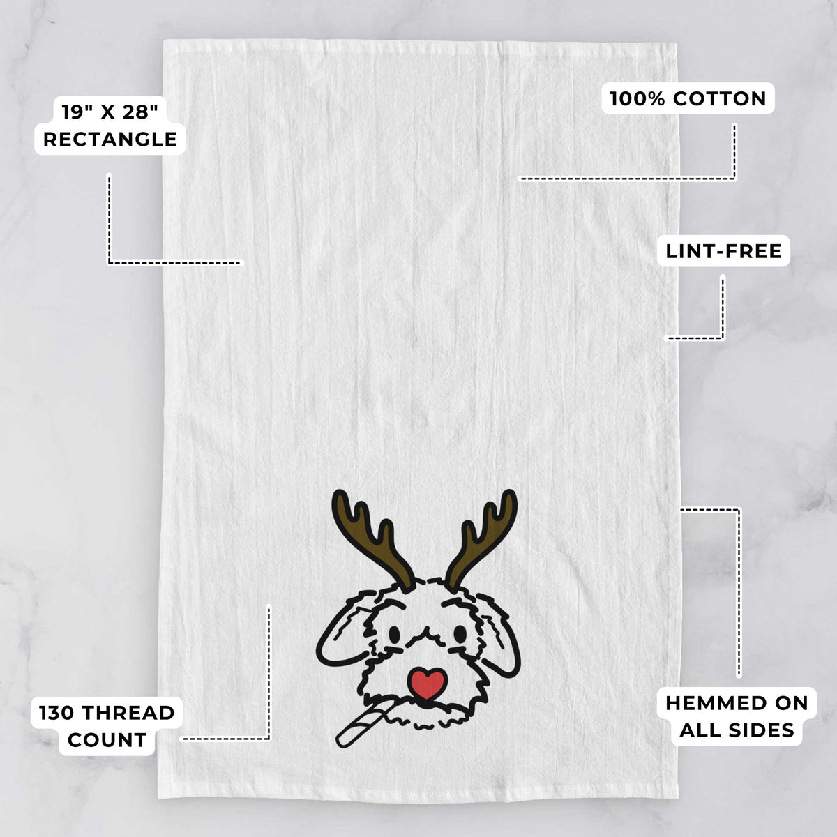 Red Nose Poodle Mix - Gomer - Tea Towel