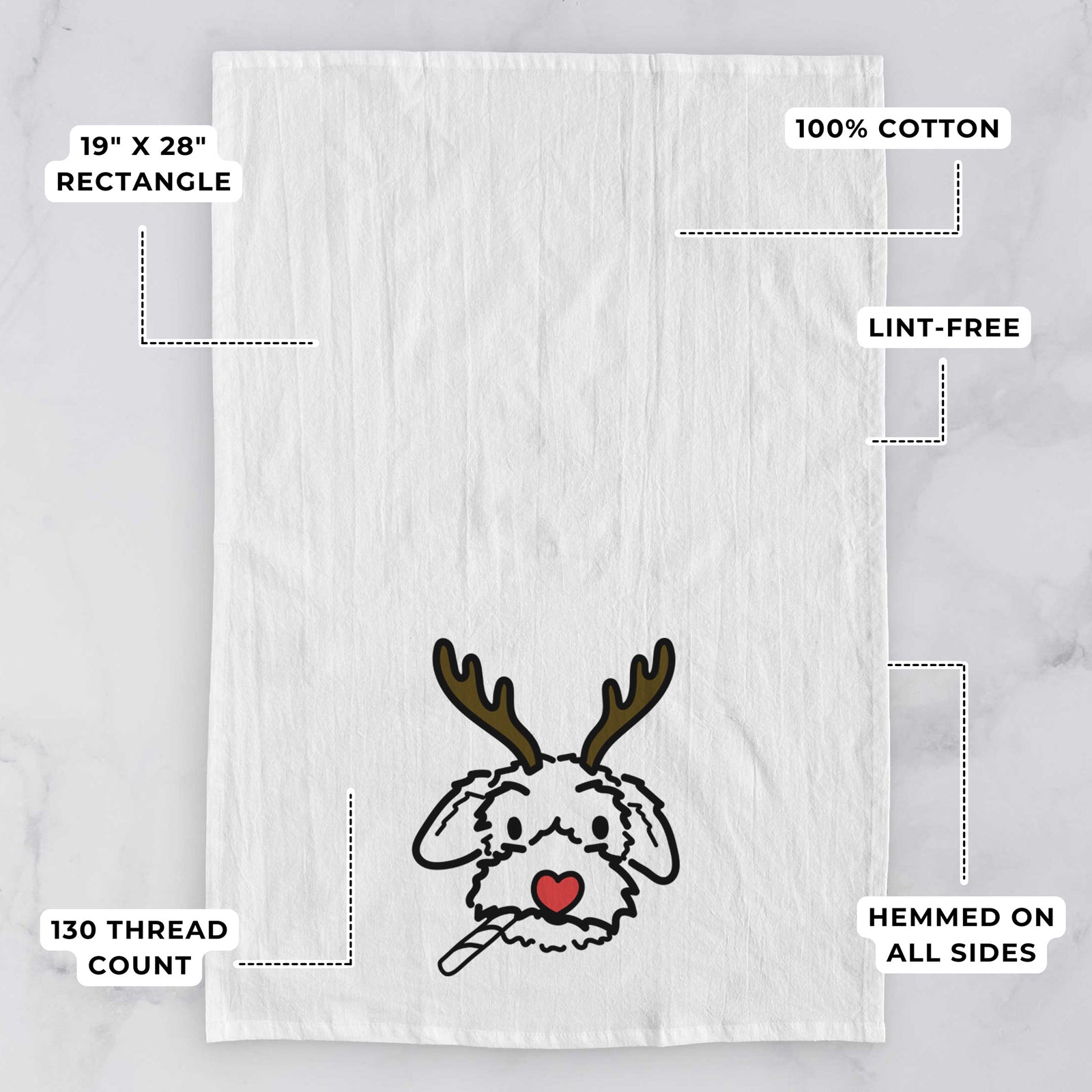 Red Nose Poodle Mix - Gomer - Tea Towel