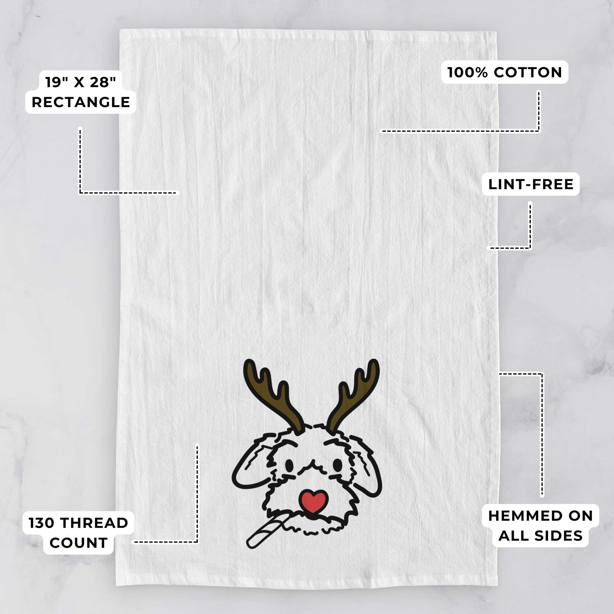 Red Nose Poodle Mix - Gomer - Tea Towel