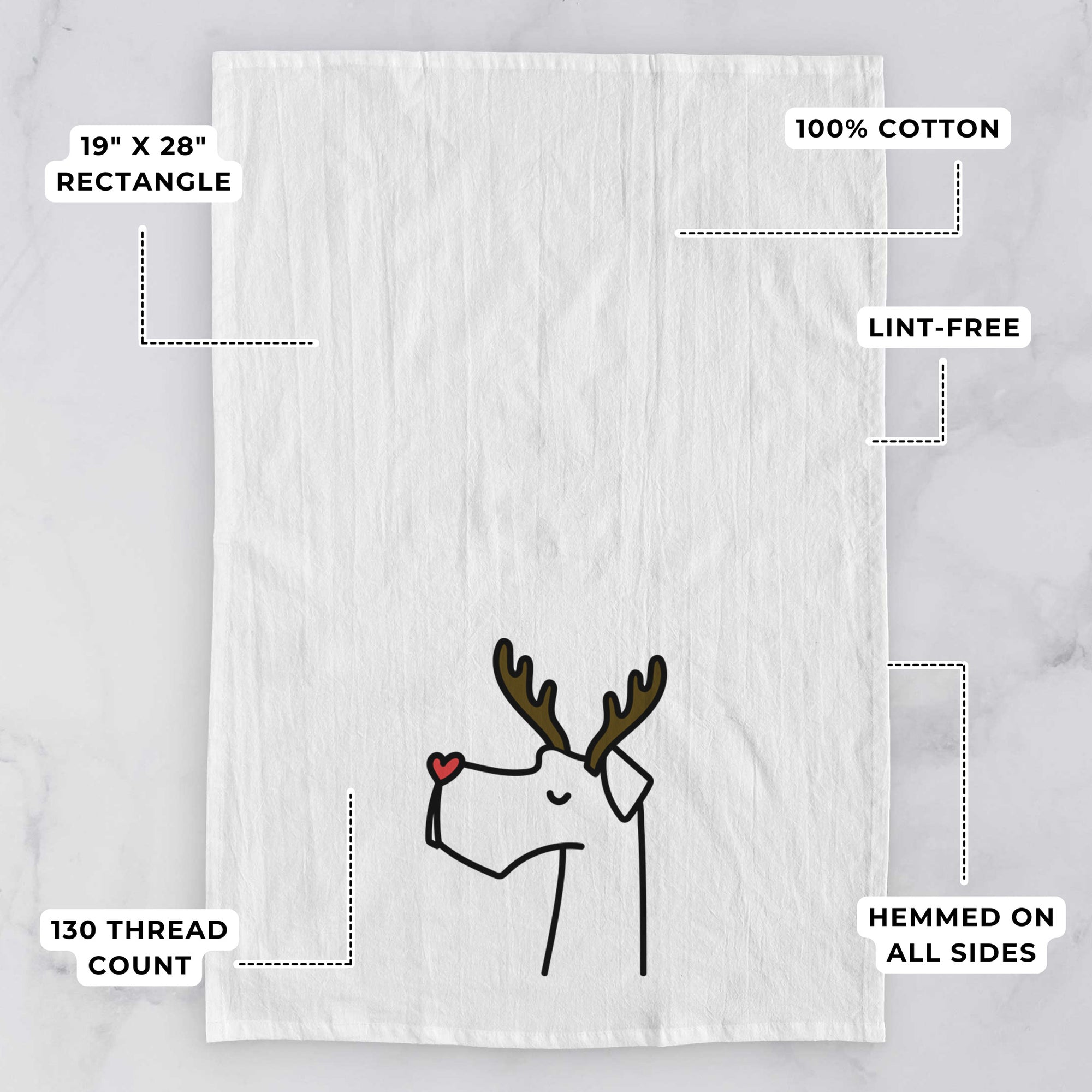 Red Nose Great Dane - Tea Towel